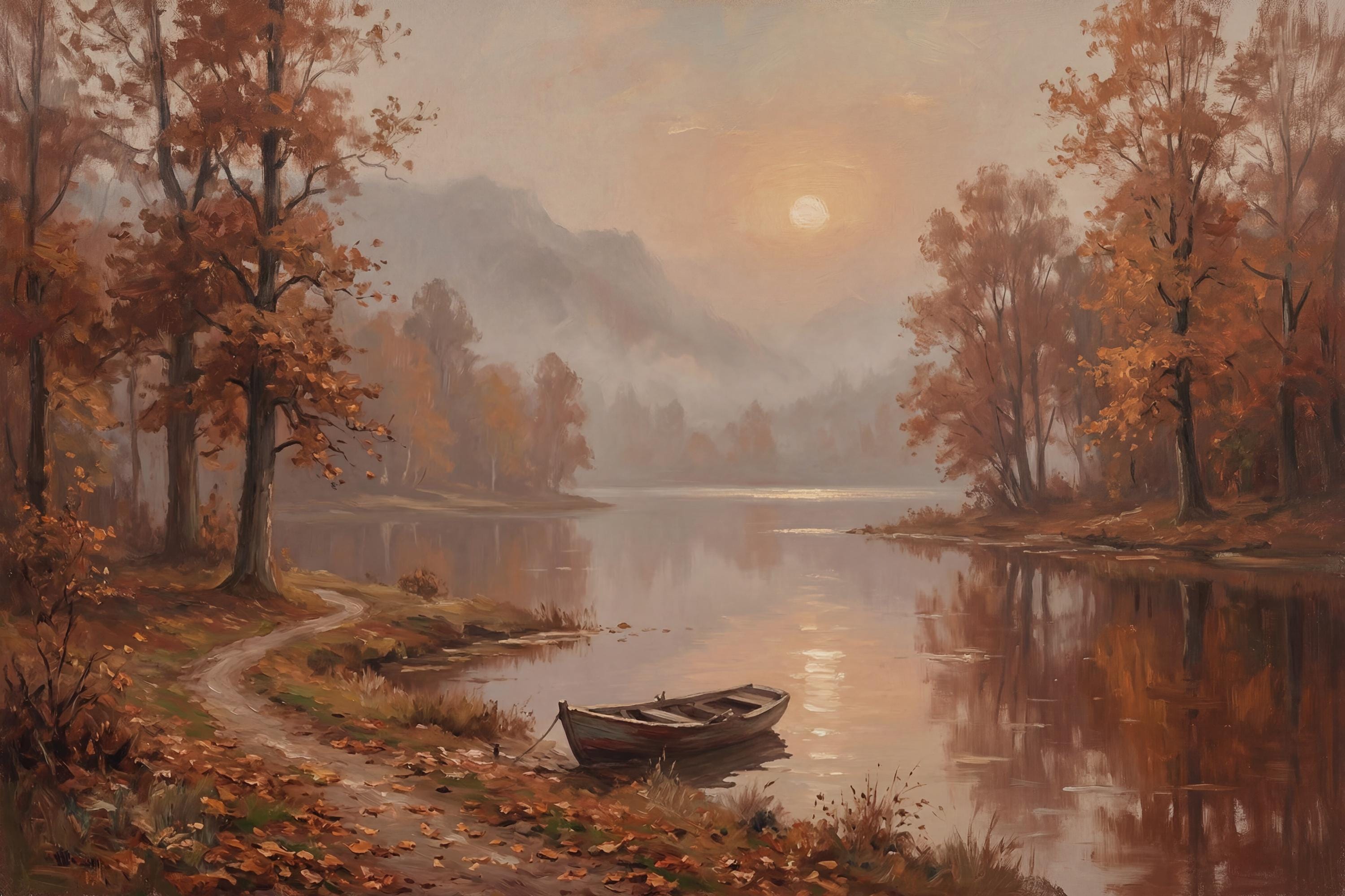 Moody Fall Landscape Wall Art, Autumn Landscape Print, Rustic Cabin Decor  (Digital Download) — image 2