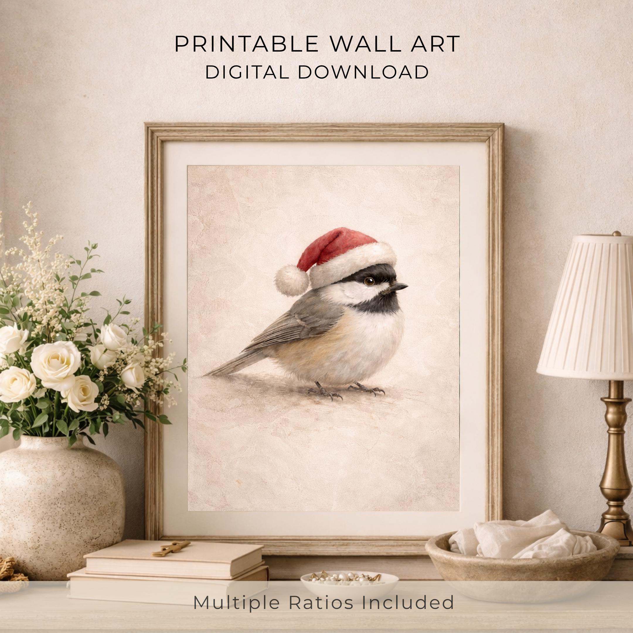 Christmas Chickadee in a Red Hat — image 7