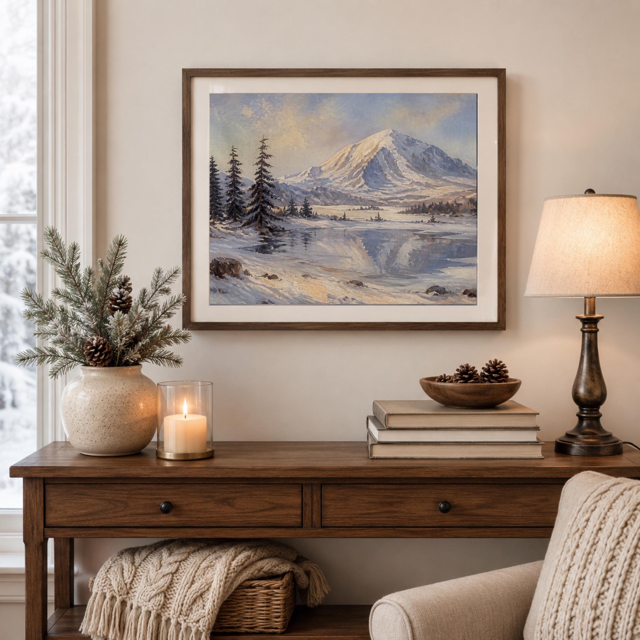 Rainier-Inspired Peak above the Frozen Lake — image 4