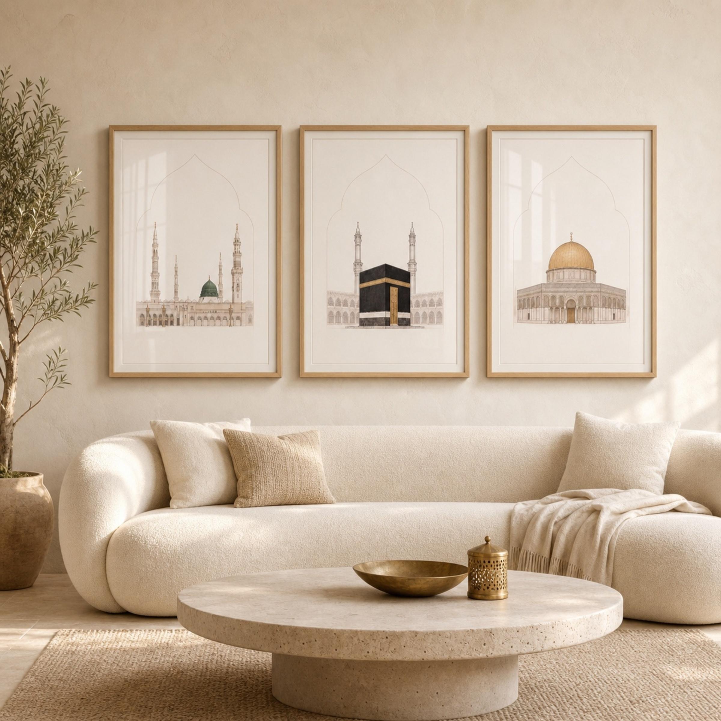 Islamic Wall Art Set Prints | Mosque Kaaba Dome Inspired | Prayer Room Digital Download — image 3