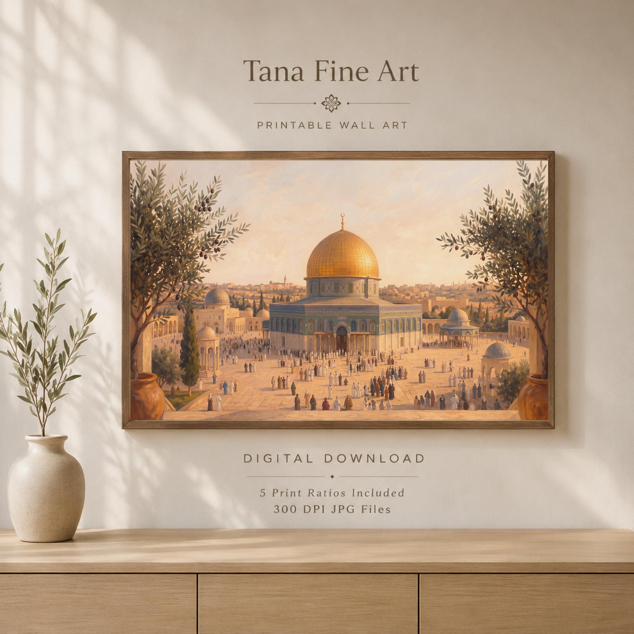 Dome of the Rock Jerusalem Inspired, Islamic Wall Art, Digital Download Decor