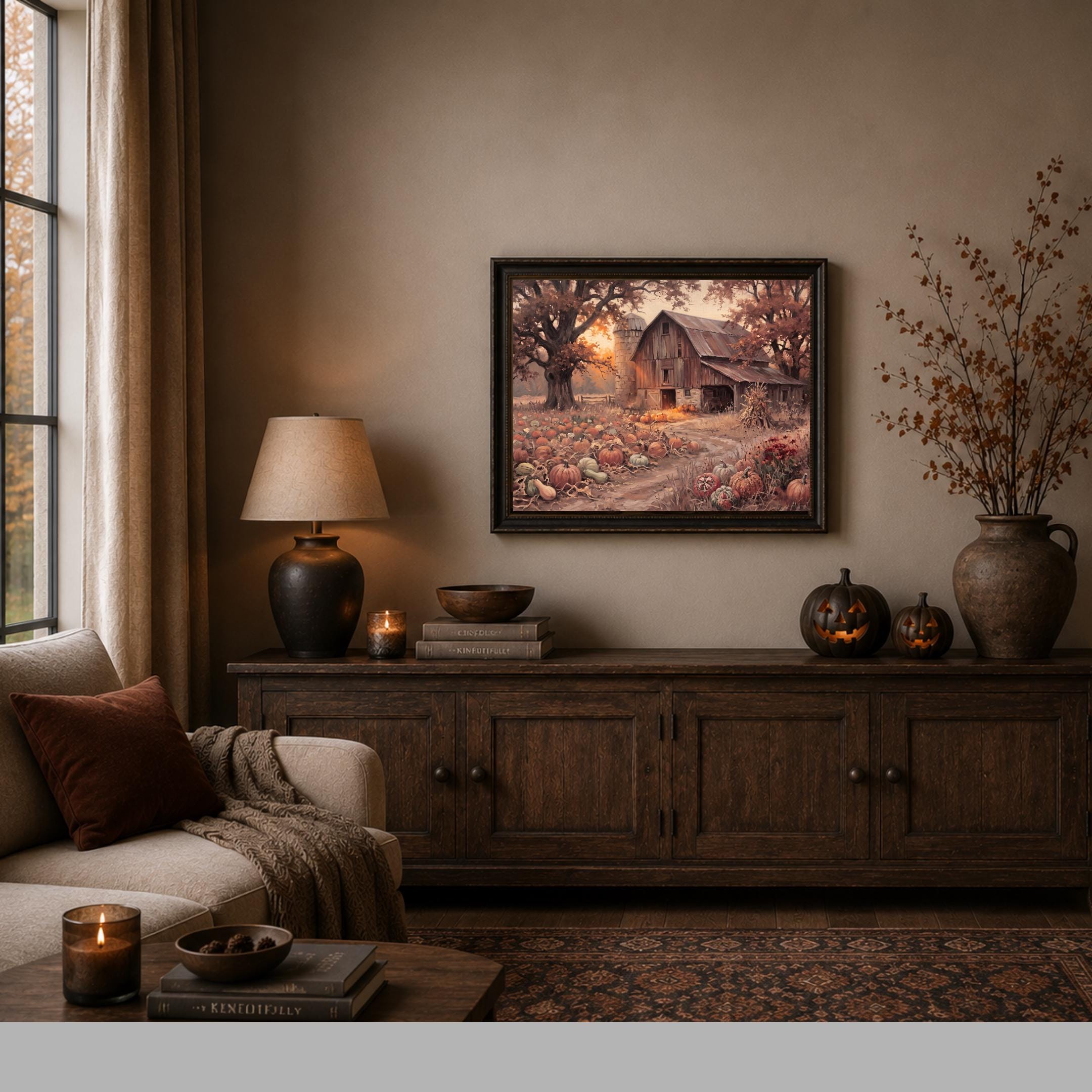 Fall Barn Printable Wall Art | Autumn Pumpkin Farmhouse Landscape | Rustic Decor Digital Download Print — image 6