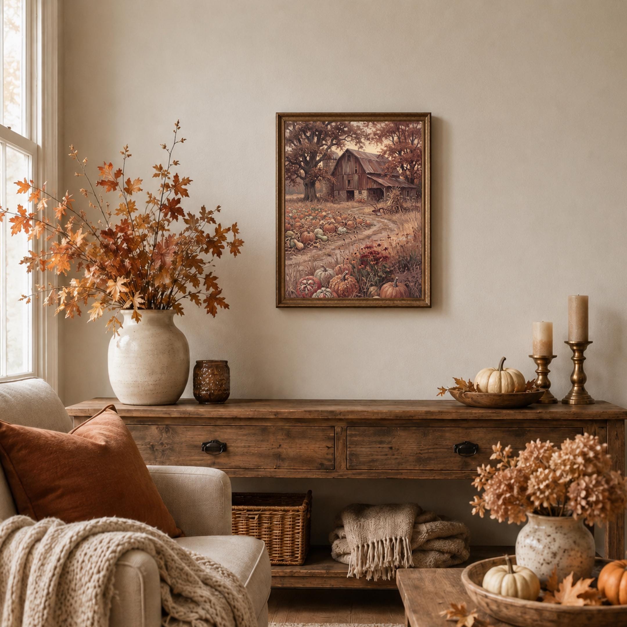 Fall Barn Wall Art, Pumpkin Patch Print, Rustic Farmhouse Printable Decor Digital Download — image 9