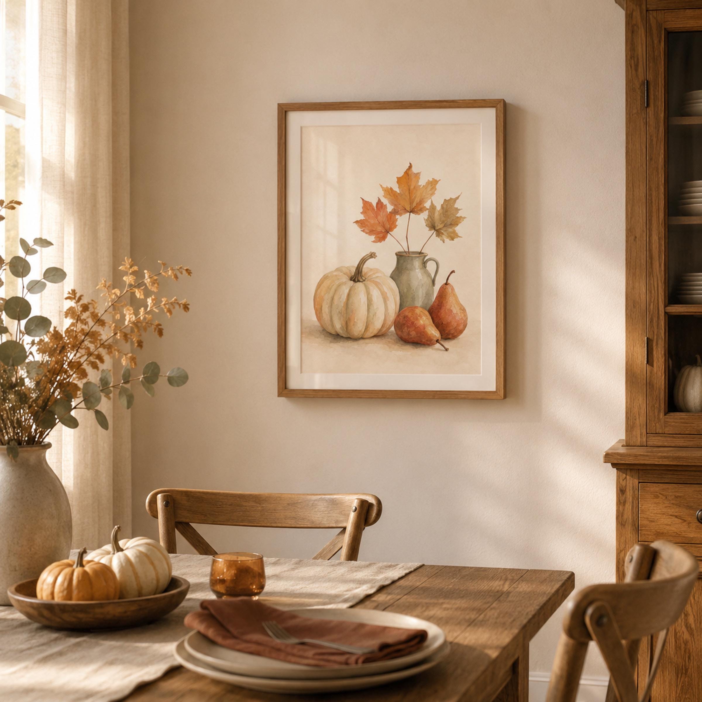Fall Still Life Wall Art | Pumpkin Pear Harvest Print | Autumn Printable Digital Download — image 3