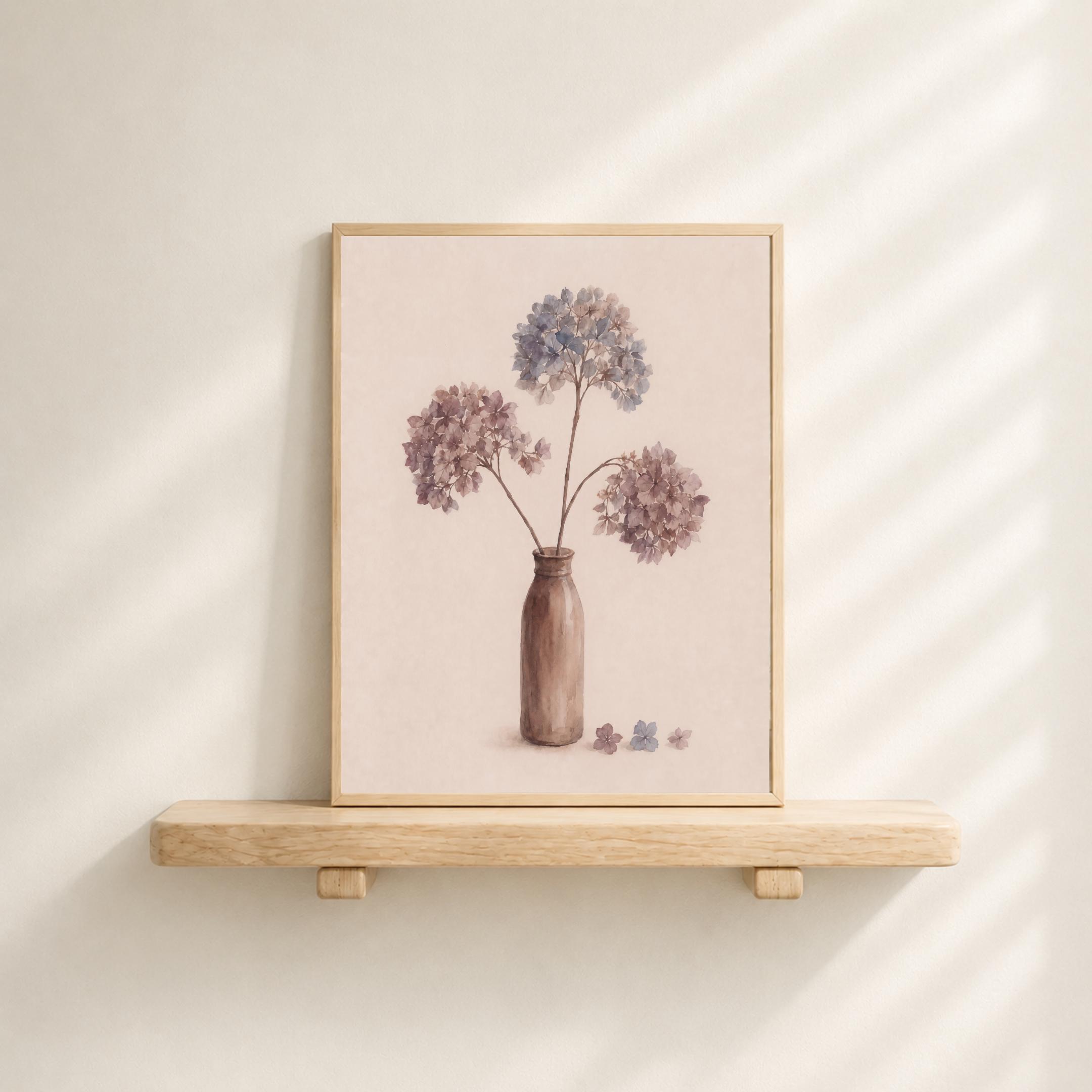 Fall Hydrangea Wall Art | Vintage Floral Vase Print | Neutral Printable Digital Download — image 6