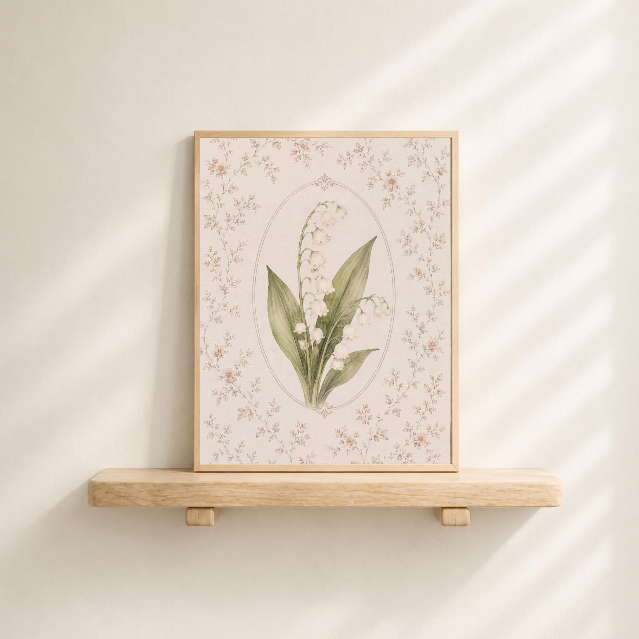 May Birth Month Flower Print | Lily of the Valley Printable Art | Vintage Digital Download — image 2
