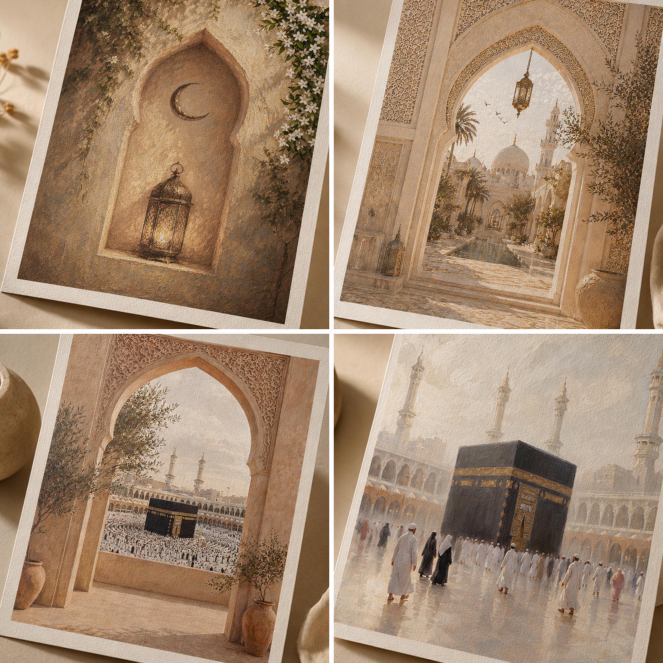 Islamic Wall Art Set of 7, Mosque Prints, Neutral Prayer Room Decor Digital Download — image 9