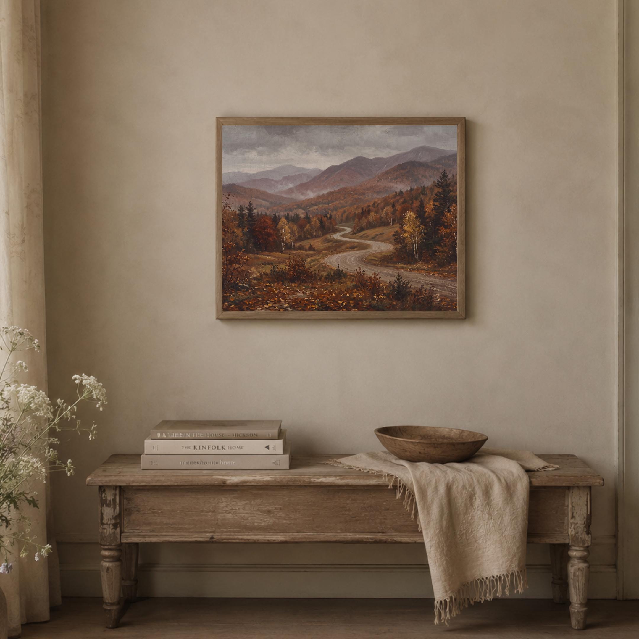 Fall Landscape Mountain Wall Art | New England Road Print | New Hampshire Inspired Digital Download — image 4