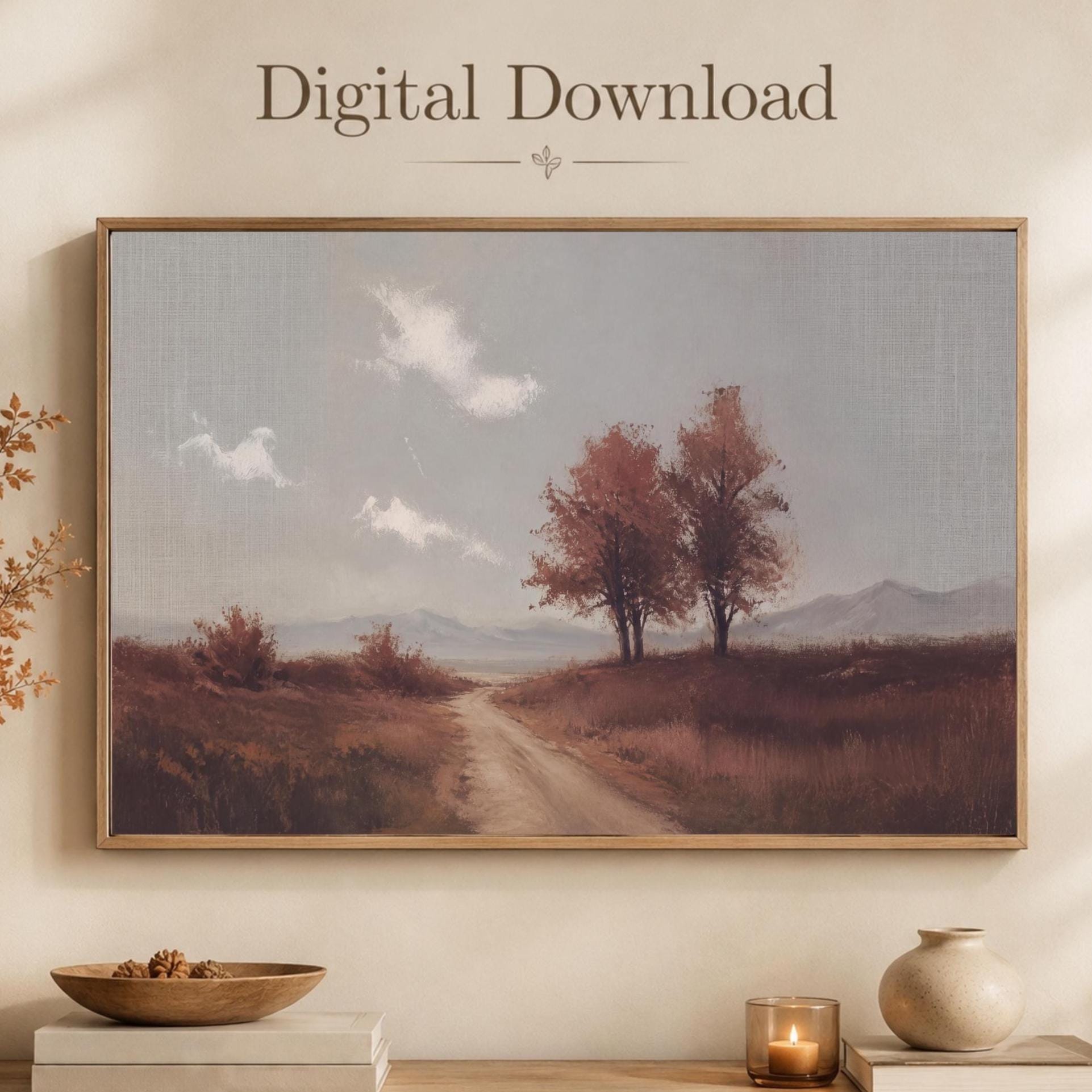 Autumn Country Road Wall Art | Vintage Fall Landscape Print | Rustic Farmhouse Digital Download — image 8