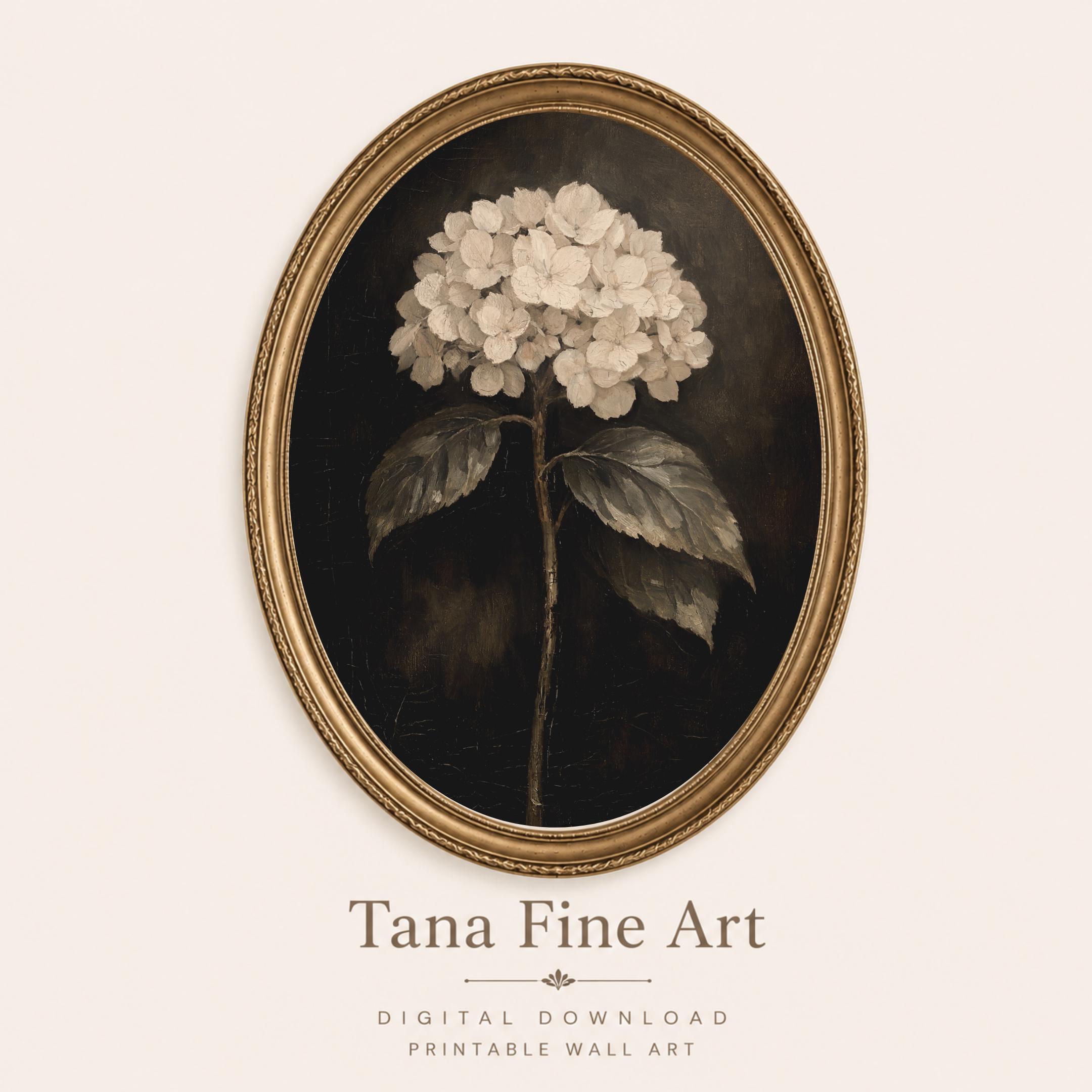 Moody White Hydrangea Art Printable | Vintage Botanical Prints | Vintage Paintings (Digital Download) — image 6