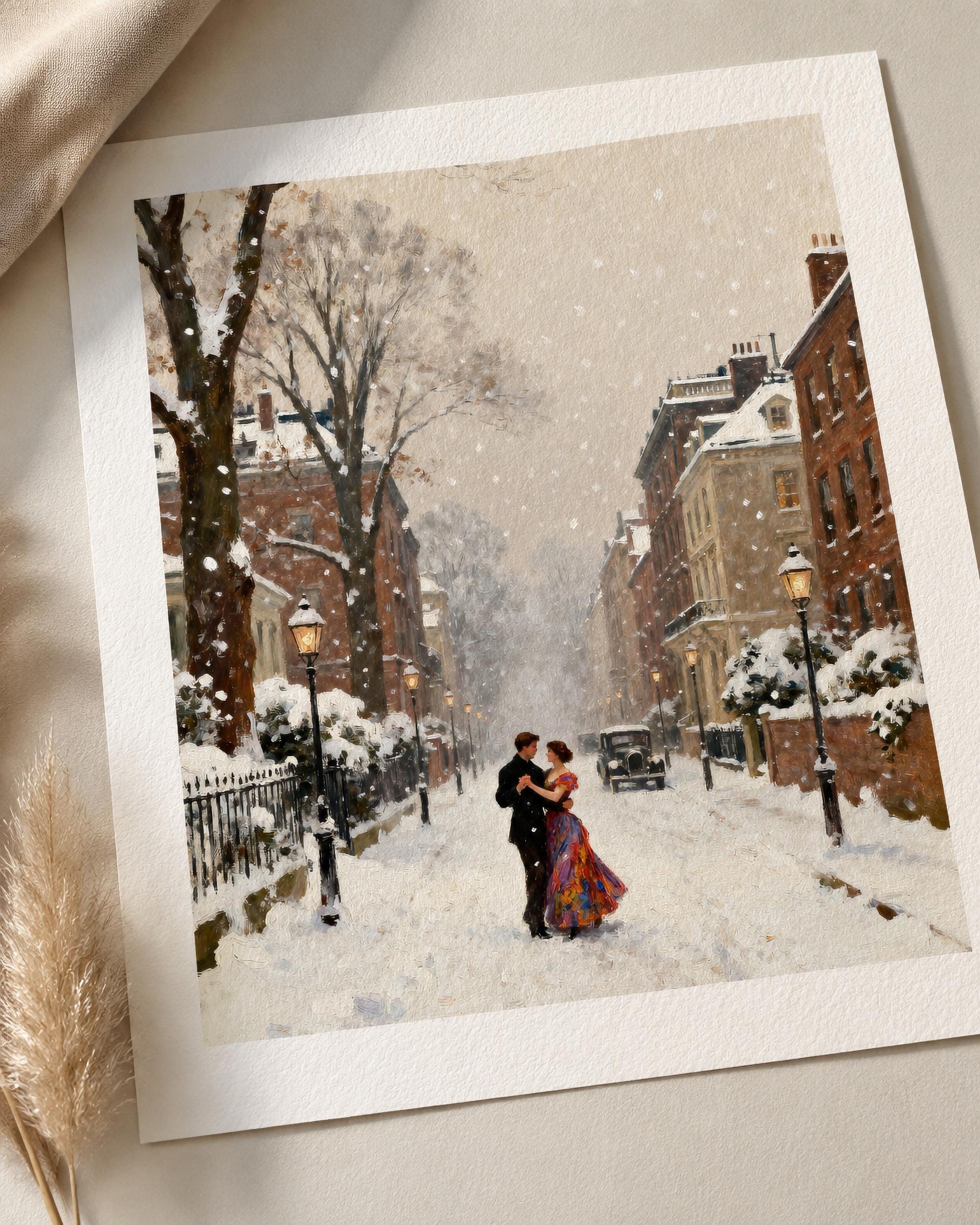Romantic Couple Wall Art Printable | Vintage Couple Winter Decor (Digital Download) — image 2