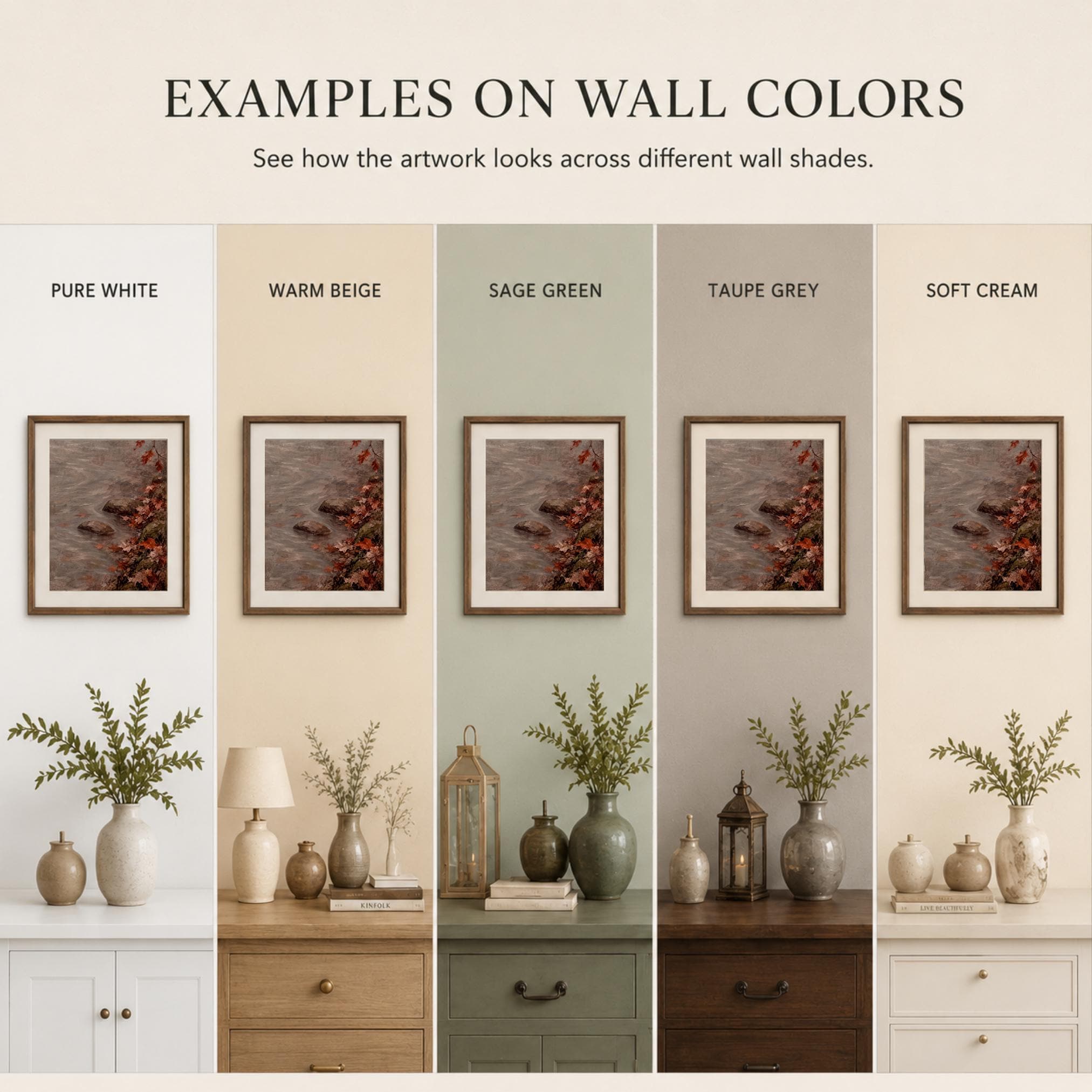 Vintage Autumn Stream Printable Wall Art, Fall Leaves Print, Cottagecore Decor Digital Download — image 8