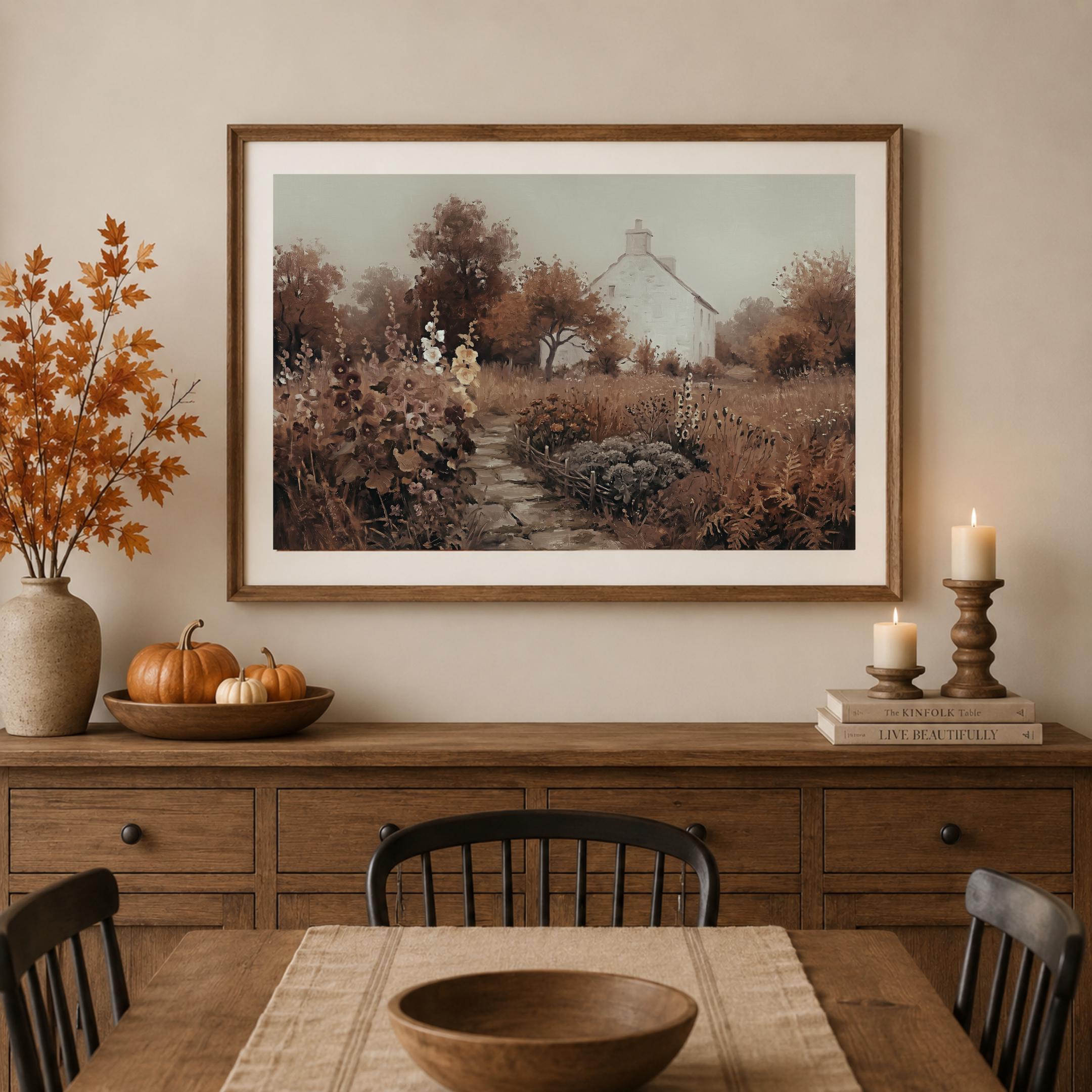 Fall Cottage Garden Wall Art, Rustic Autumn Floral Landscape Print, Farmhouse Decor (Digital Download) — image 9