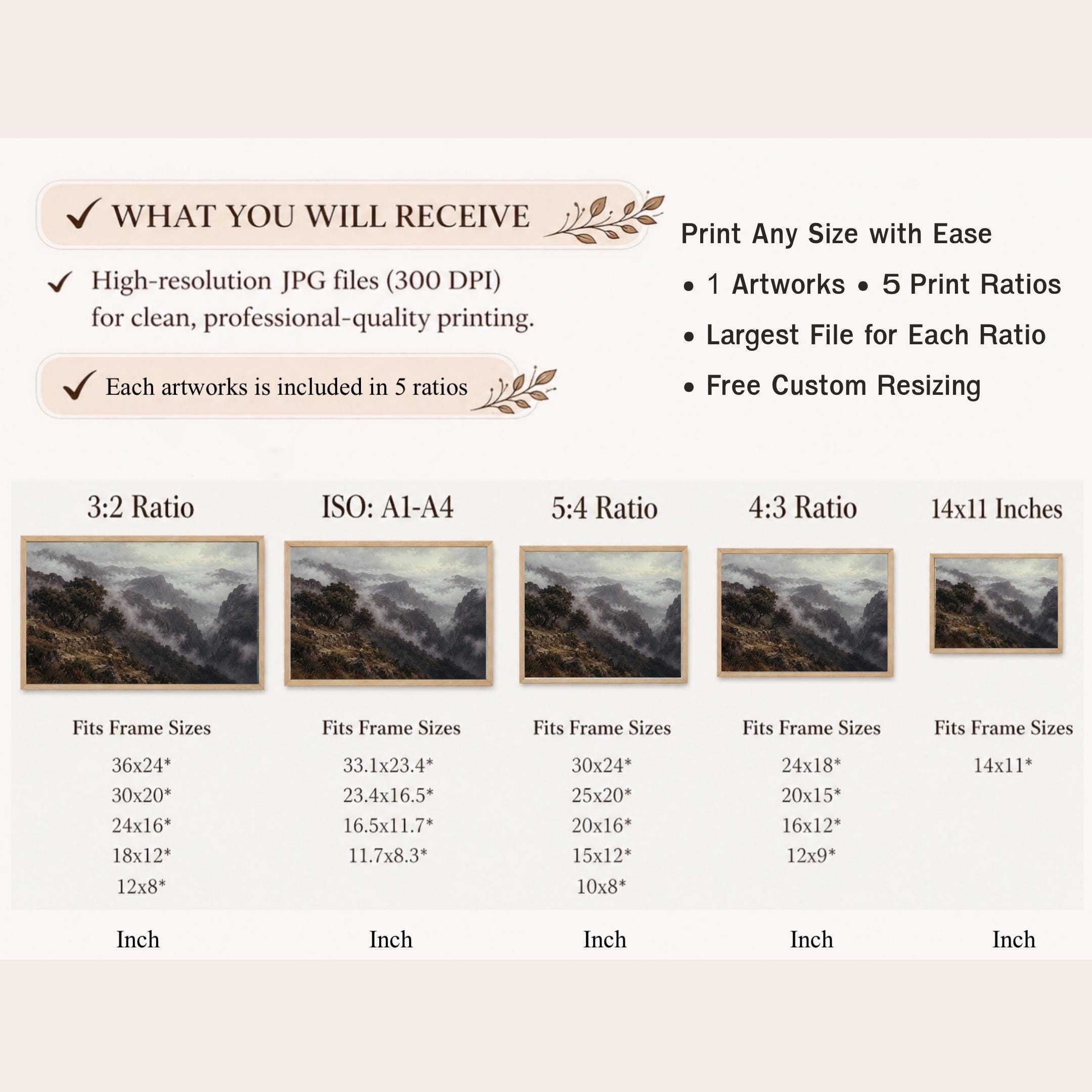 Vintage Misty Mountain Wall Art, Moody Valley Landscape, Rustic Wilderness Dark Academia, Digital Download — image 9