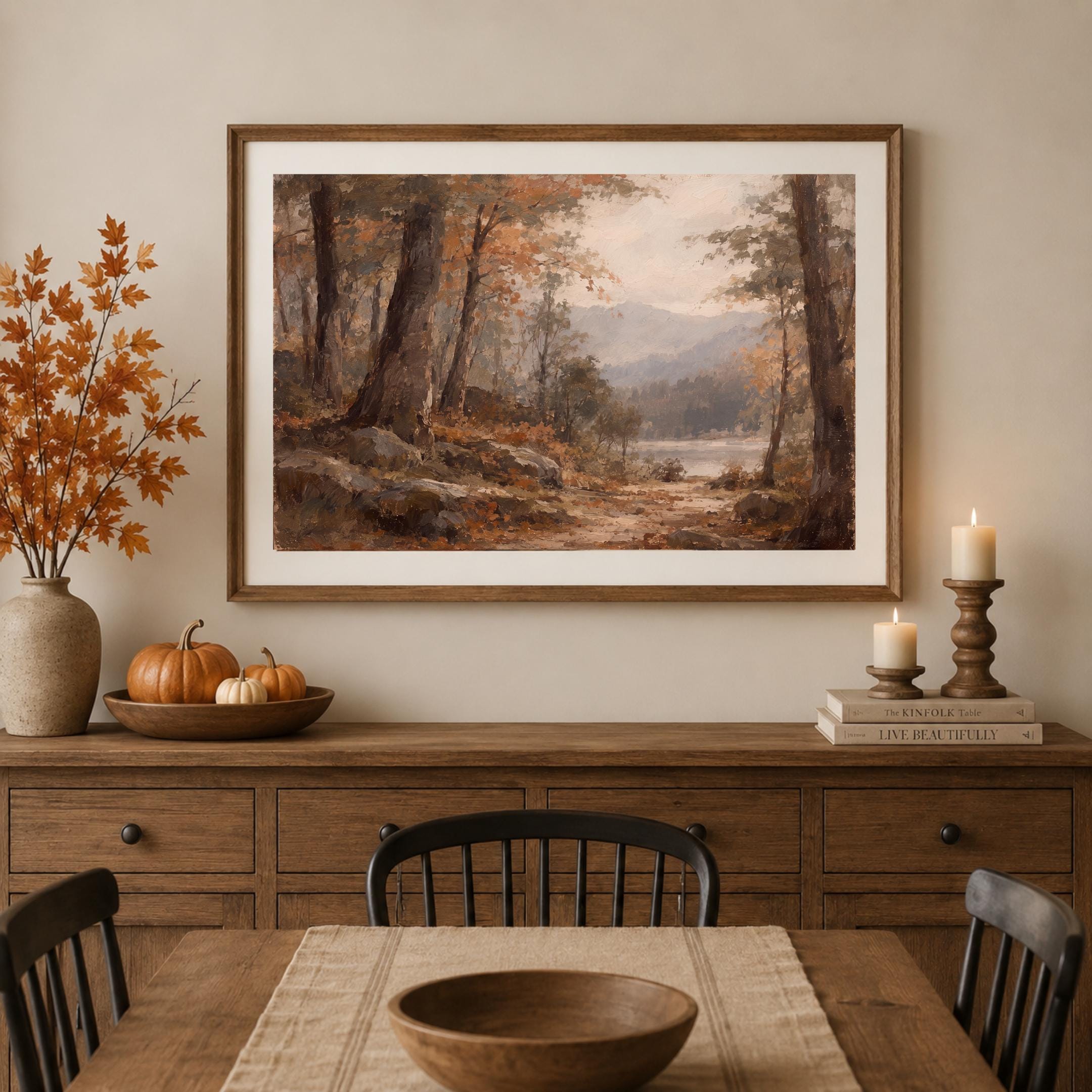 Vintage Autumn Forest Printable Wall Art, Rustic Landscape, Cottagecore Fall Decor Digital Download — image 4