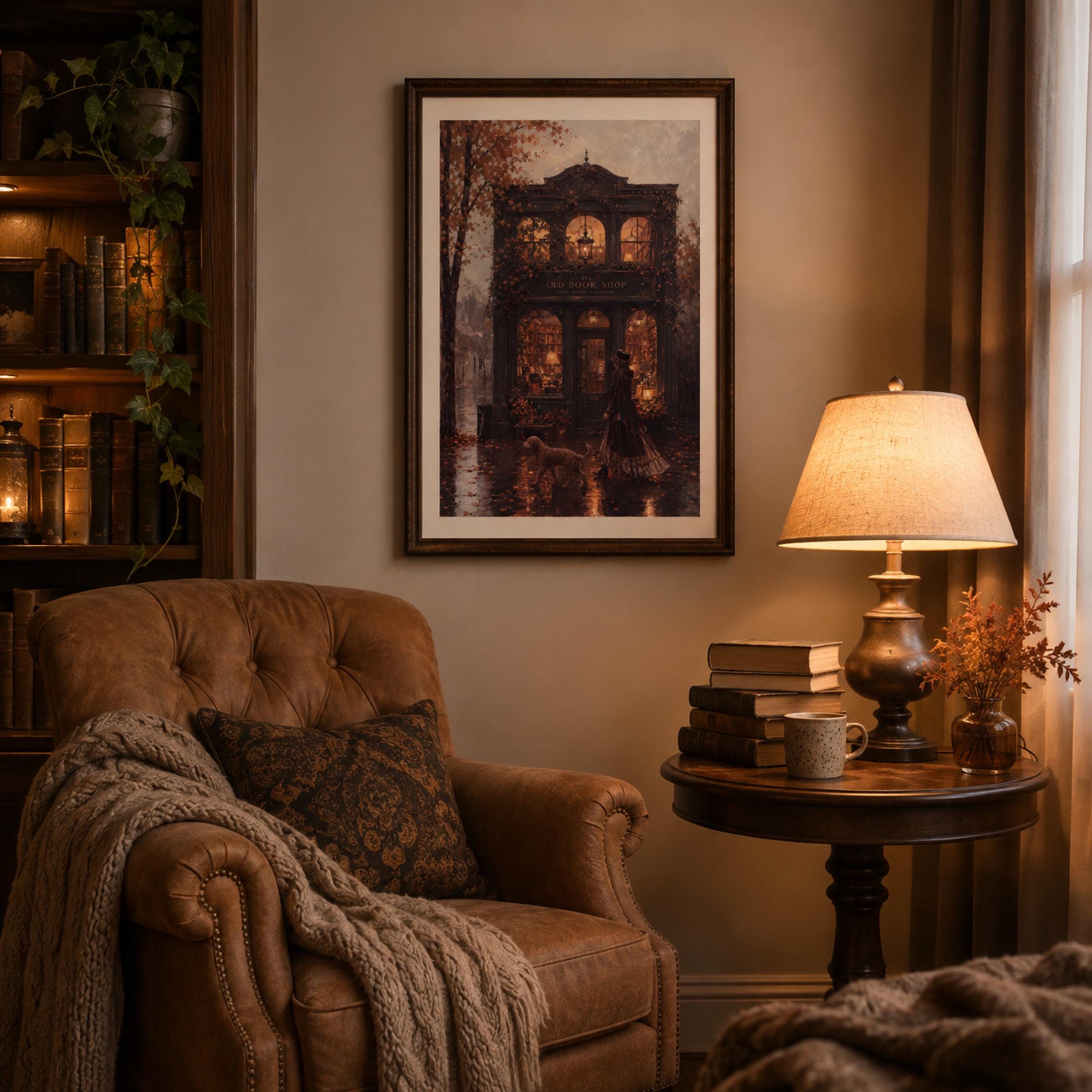 Autumn Bookshop Wall Art | Cozy Book Store Print | Vintage Fall Printable Digital Download — image 4