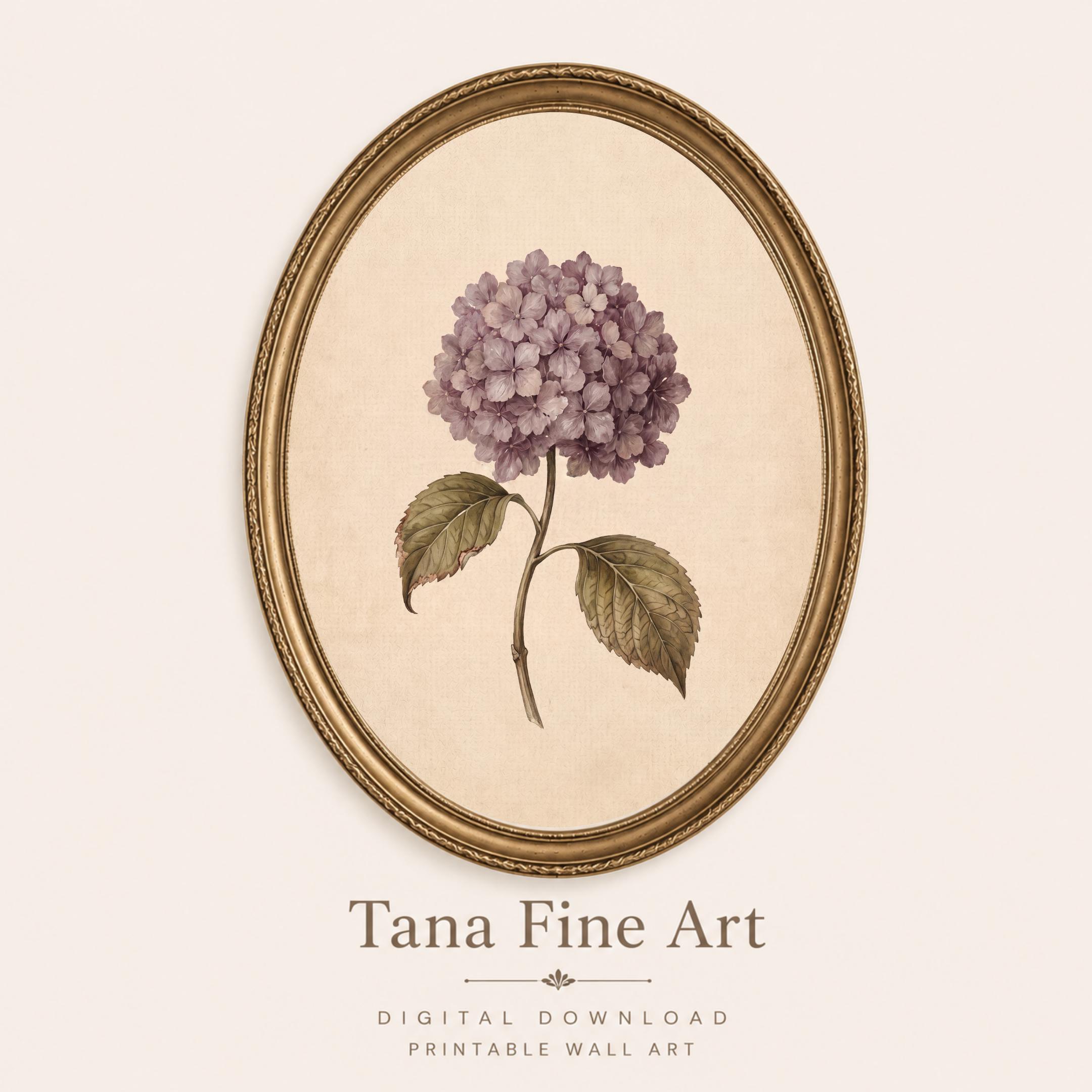 Fall Hydrangea Printable Wall Art | Mauve Floral Print | Vintage Botanical Decor Digital Download