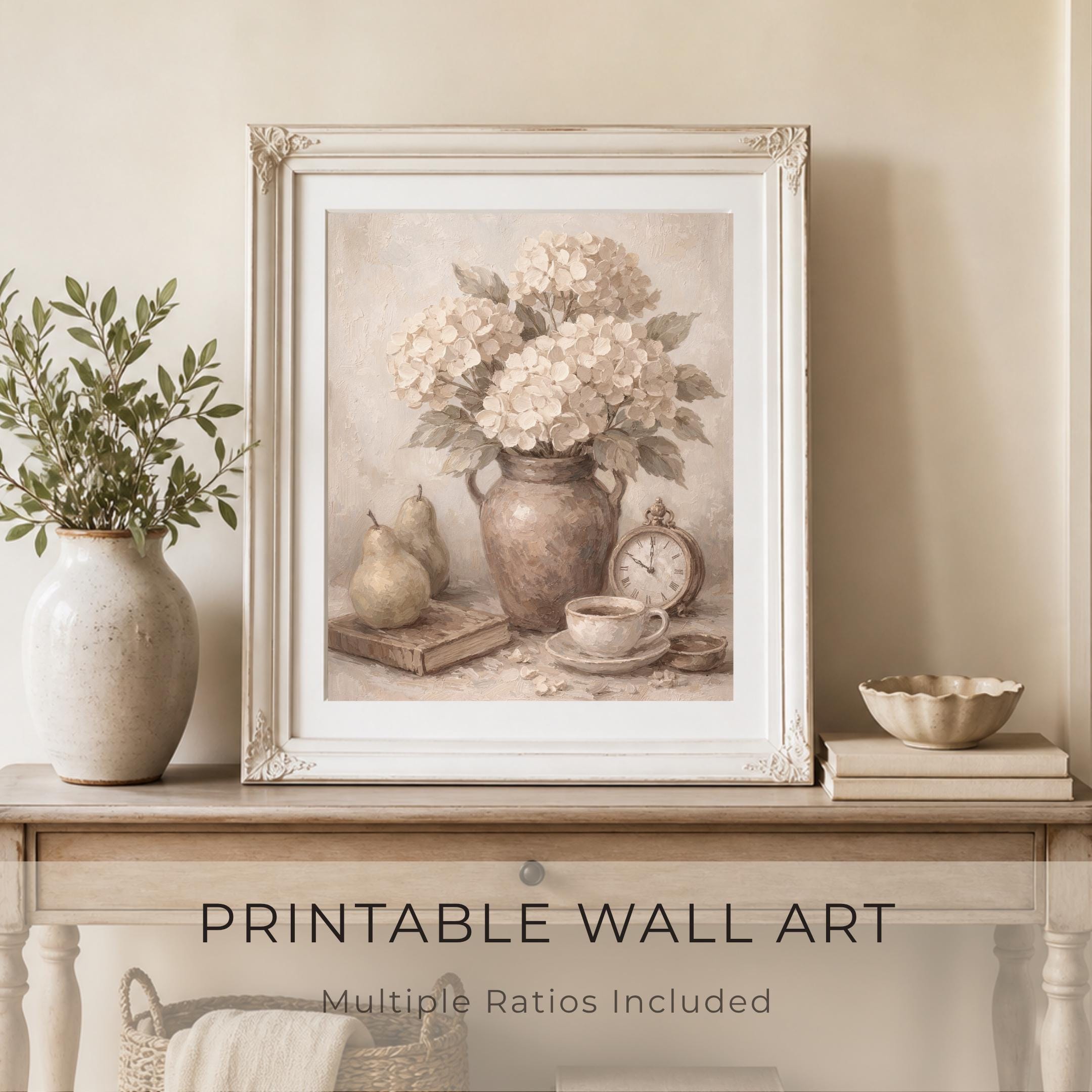Vintage Hydrangea Printable Wall Art | Floral Still Life Prints | Cottagecore Decor (Digital Download) — image 4