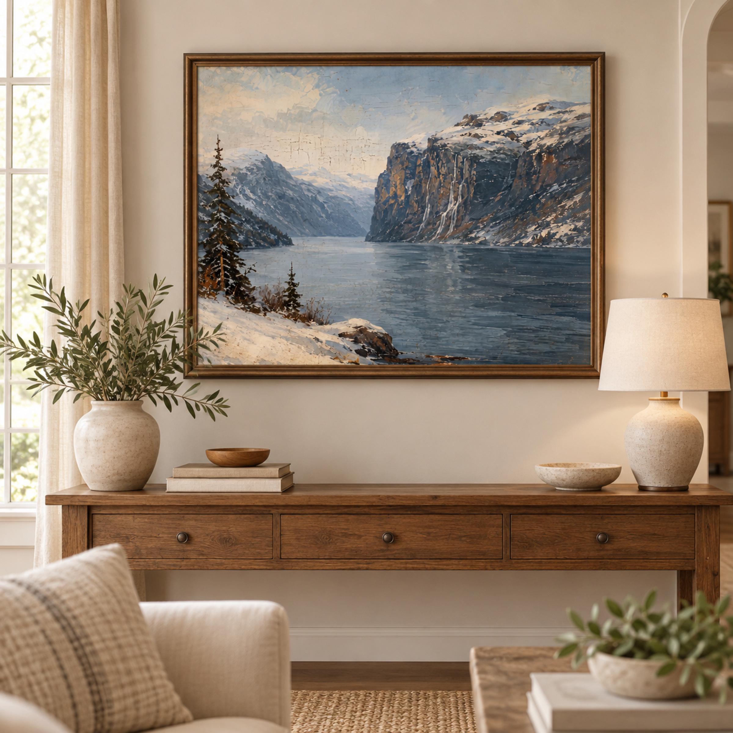 Winter Fjord beneath Snow-Covered Cliffs — image 4