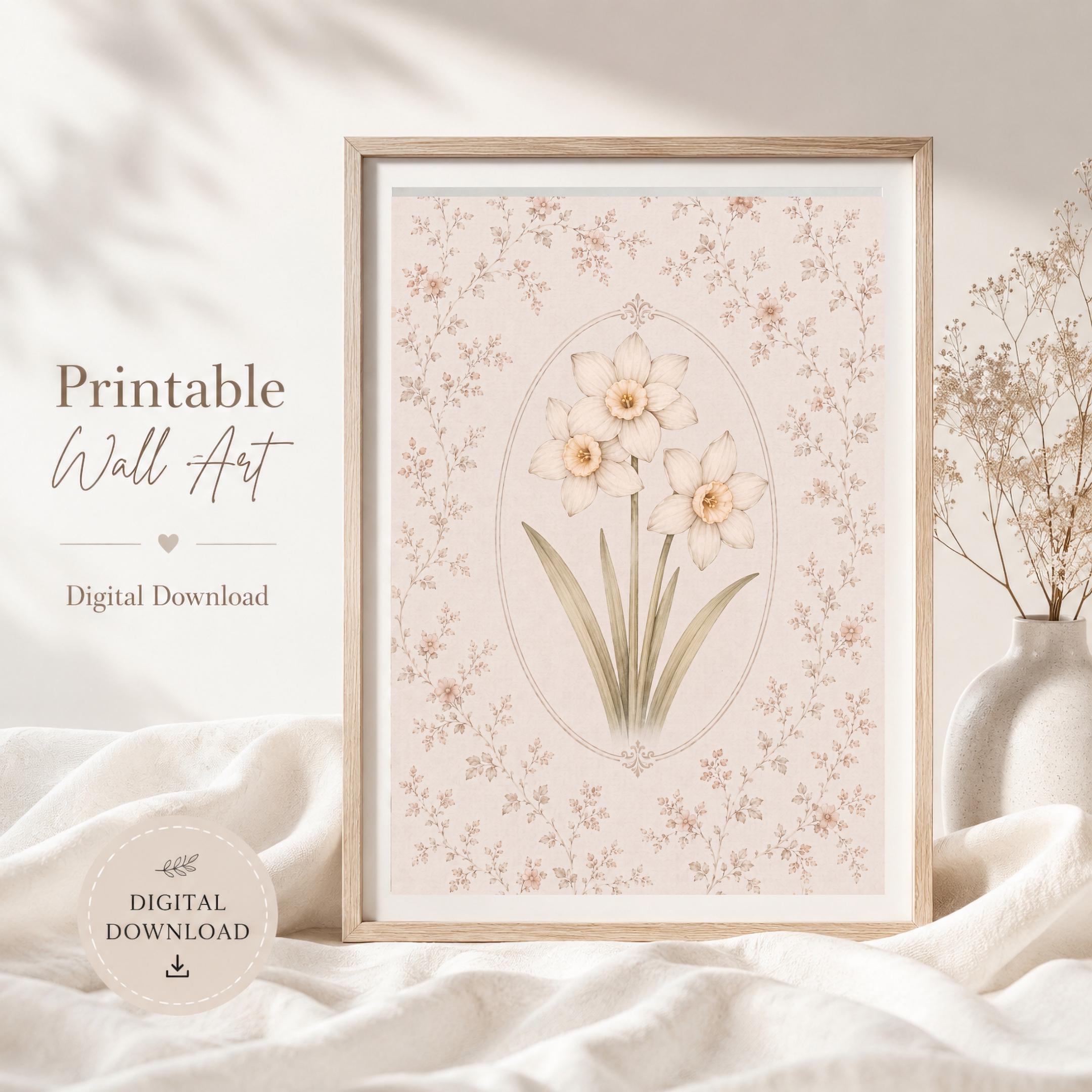 December Birth Month Flower Print | Paperwhite Narcissus Printable Wall Art | Vintage Botanical Digital Download — image 5