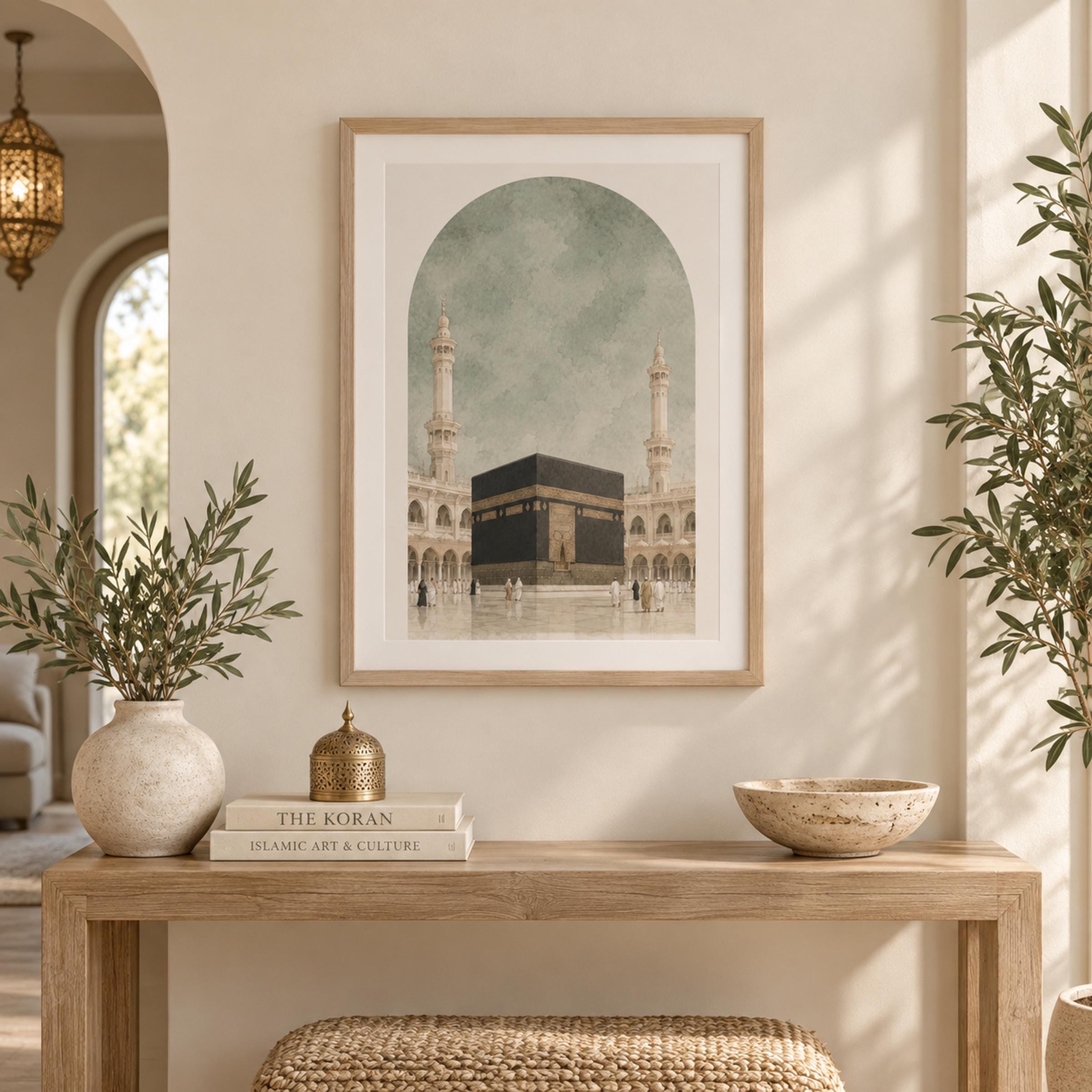 The Kaaba under a Quiet Green Arch — image 3