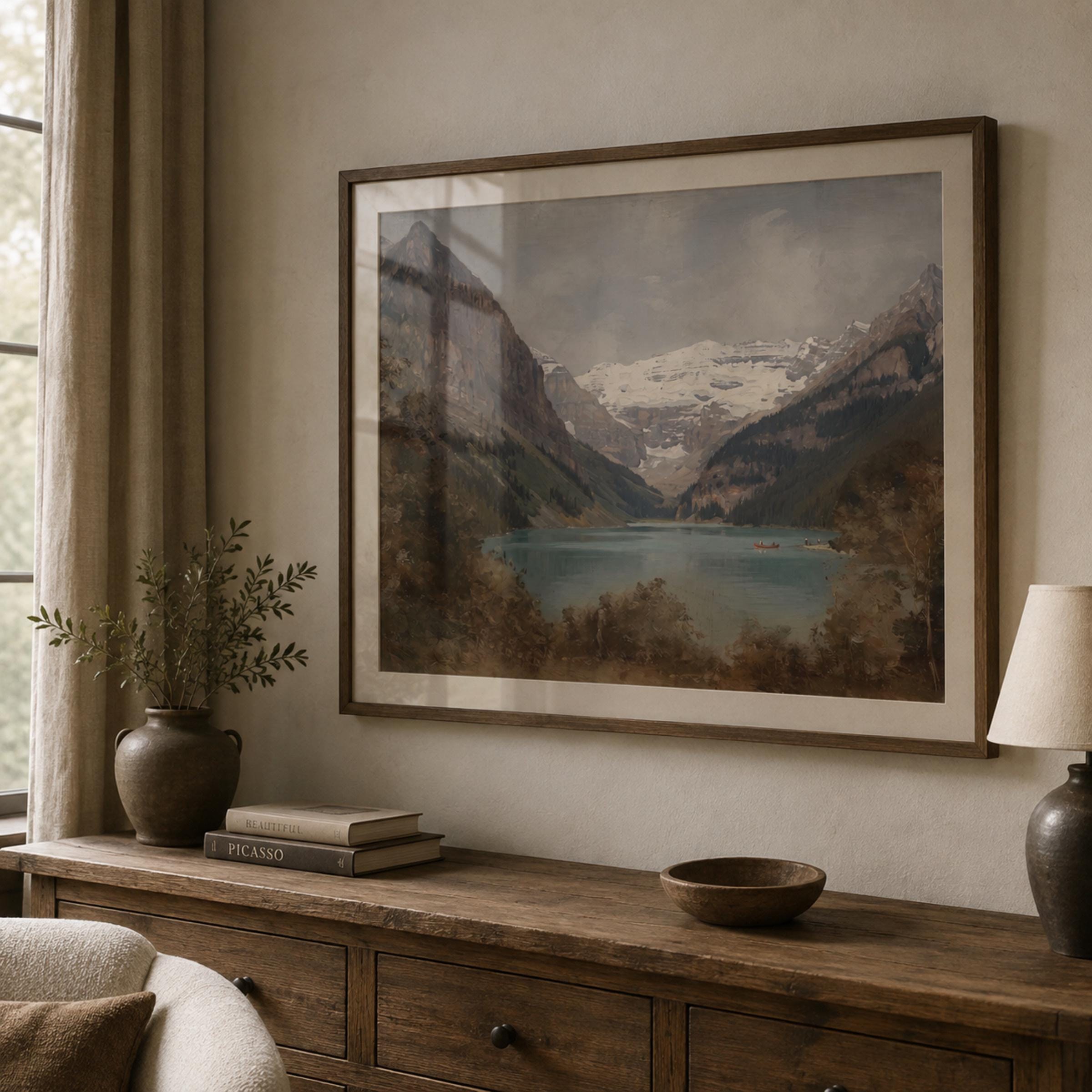 Banff Wall Art | Mountain Lake Landscape Print | Vintage Rocky Mountain Digital Download — image 3