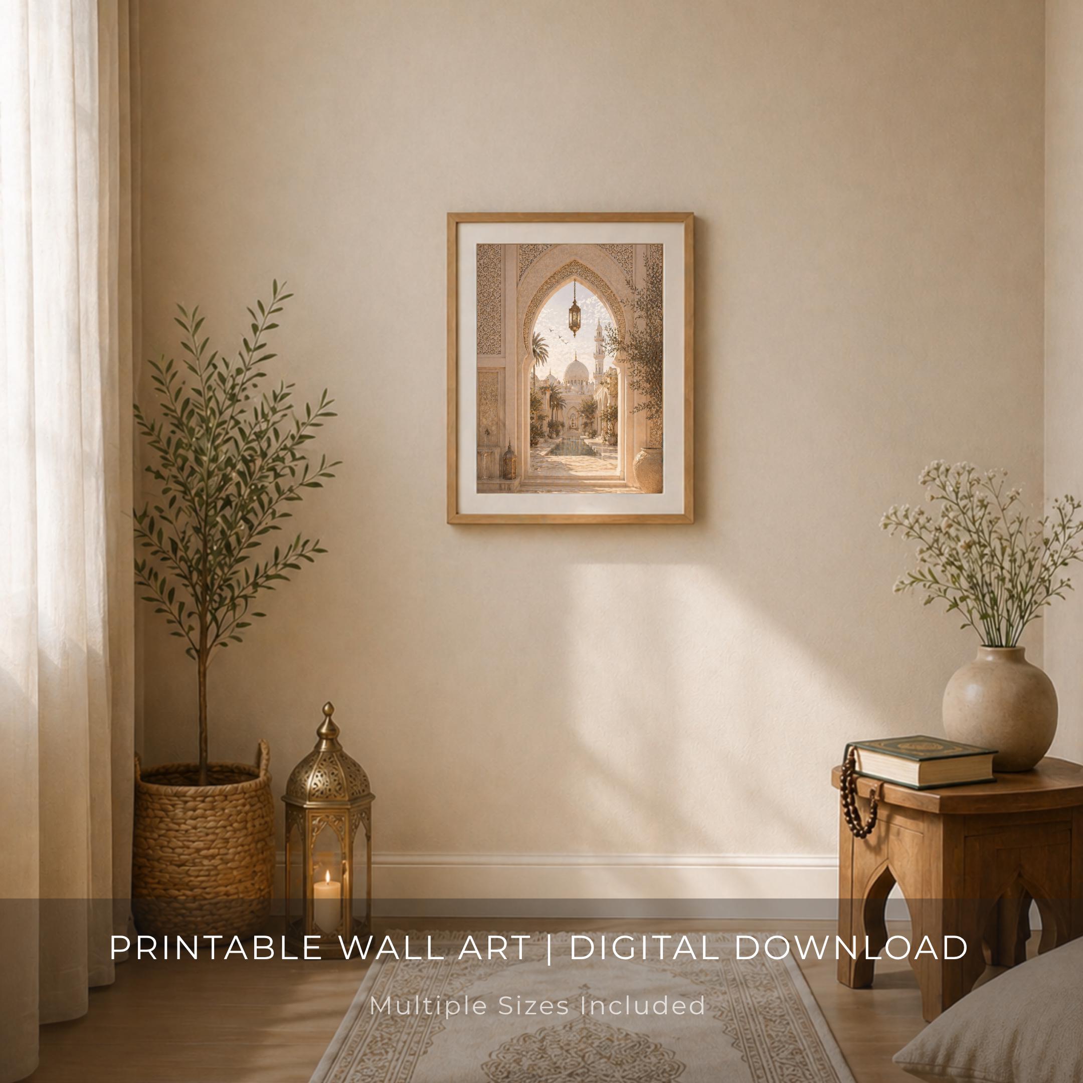Islamic Arch Wall Art | Mosque Courtyard Printable | Neutral Muslim Home Decor (Digital Download) — image 5