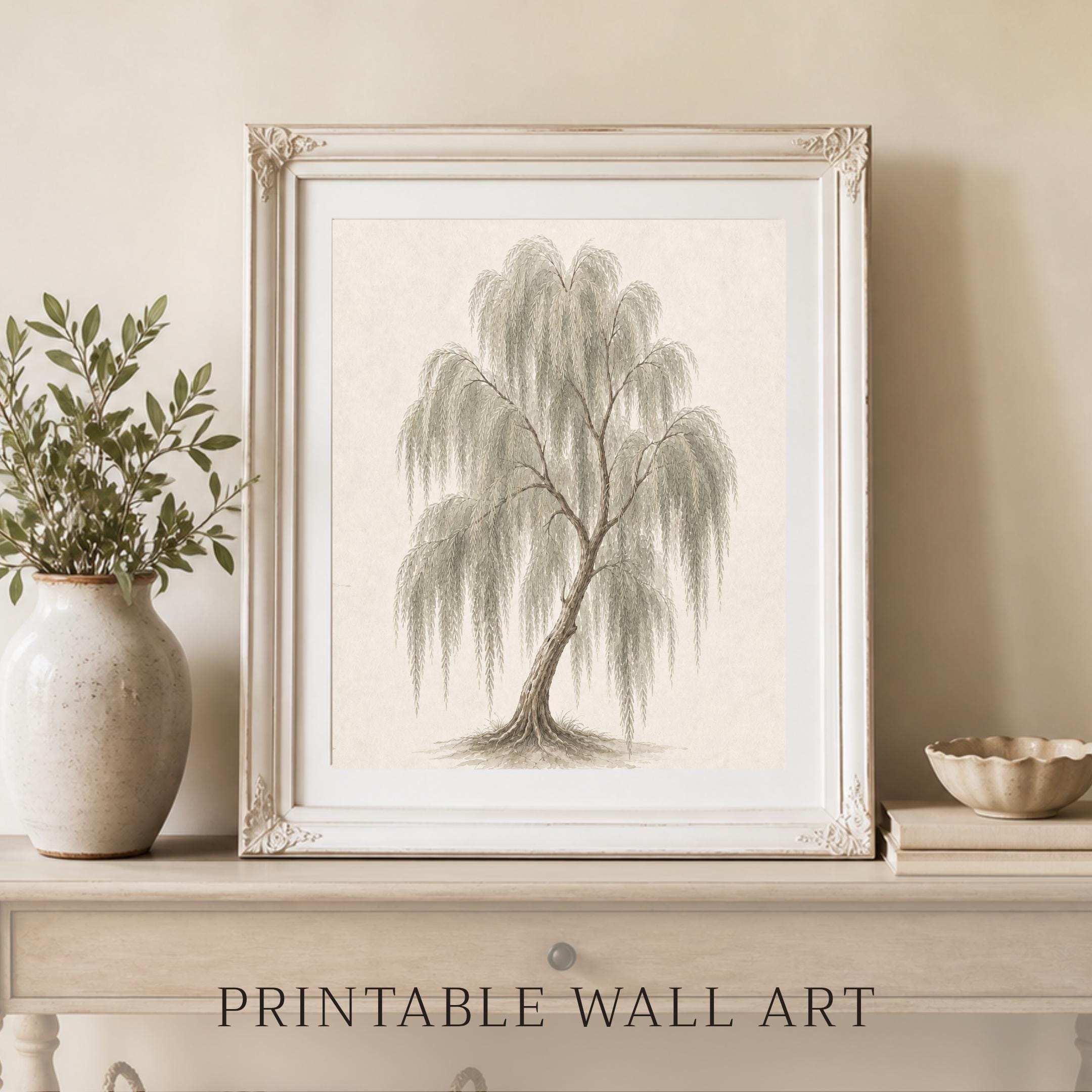 Willow Tree Wall Art, Neutral Watercolor Botanical Tree Print, Cottage Nature Decor (Digital Download) — image 9