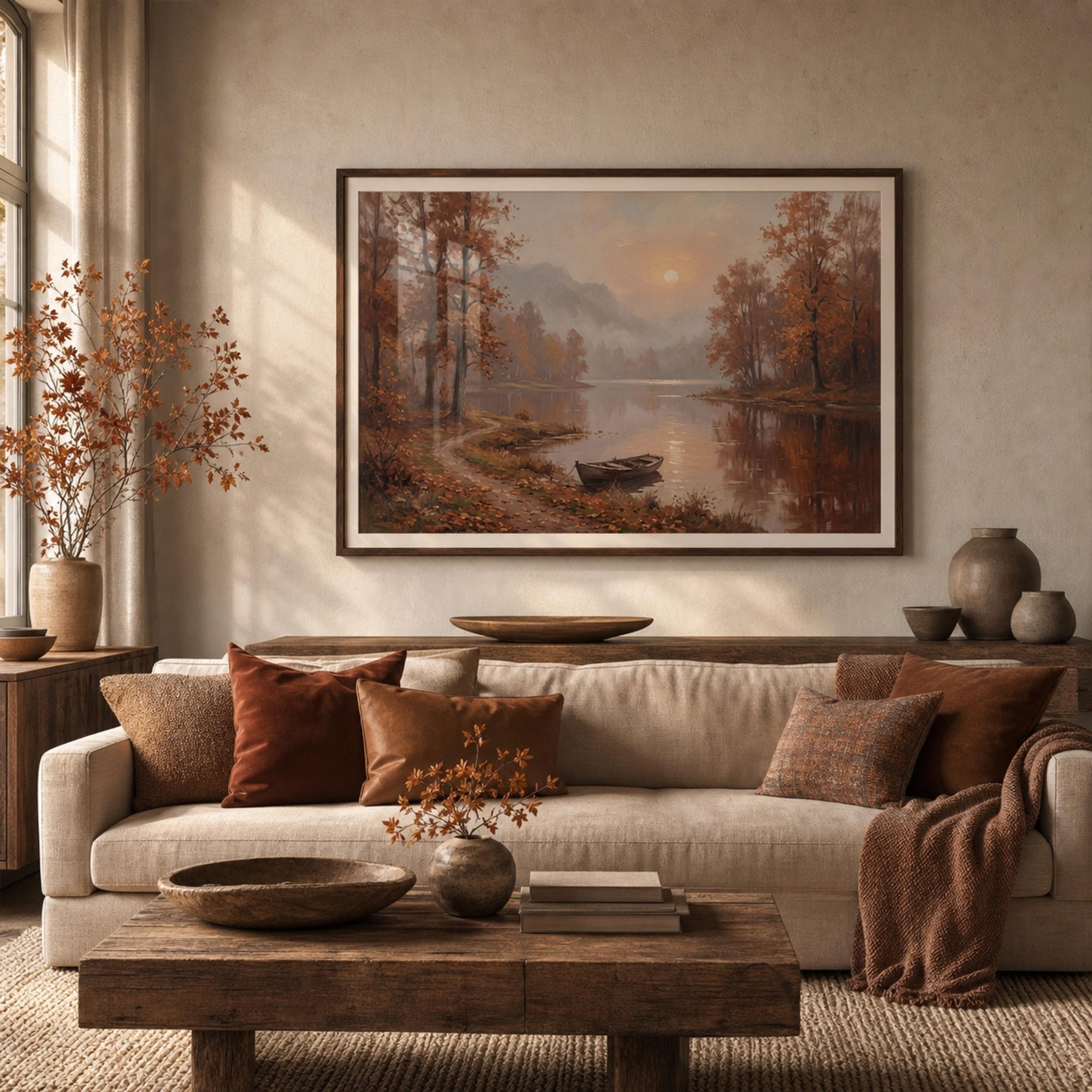 Moody Fall Landscape Wall Art, Autumn Landscape Print, Rustic Cabin Decor  (Digital Download) — image 3