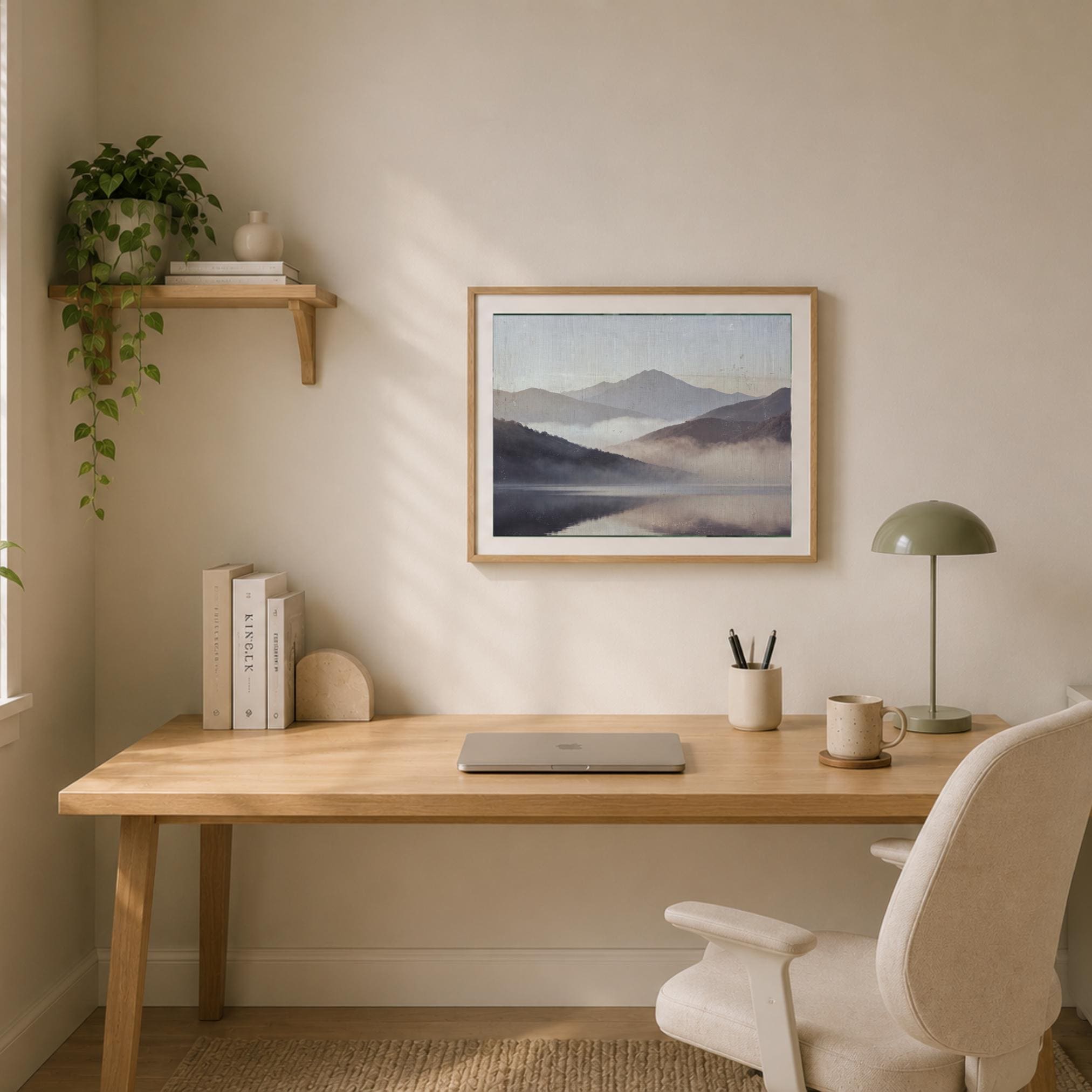 Misty Mountain Lake Printable Wall Art, Moody Neutral Landscape, Serene Bedroom Decor Digital Download — image 6