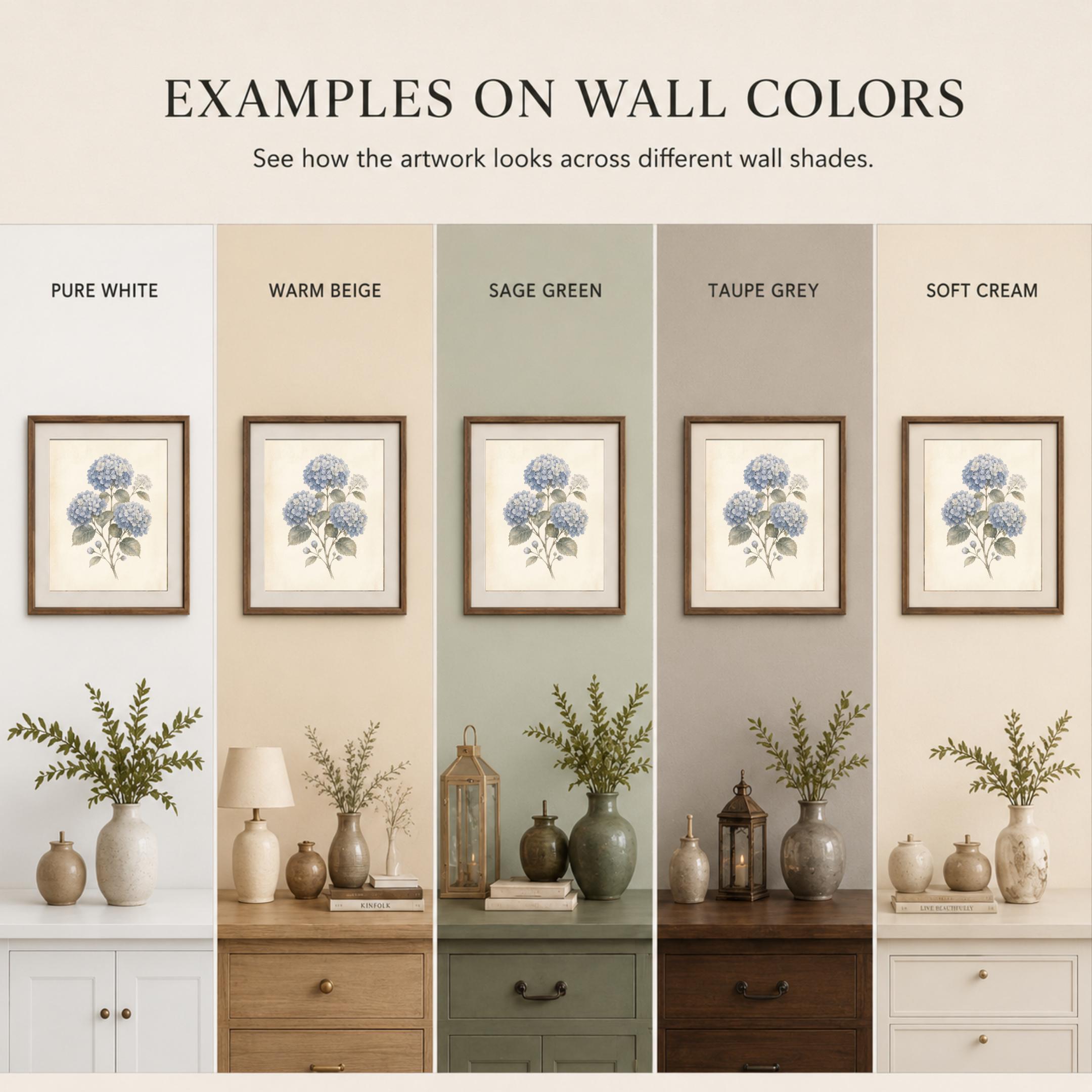 Gallery Wall Set of 3 Blue Hydrangea Art Prints, Coastal Cottage Decor (Digital Download) — image 9