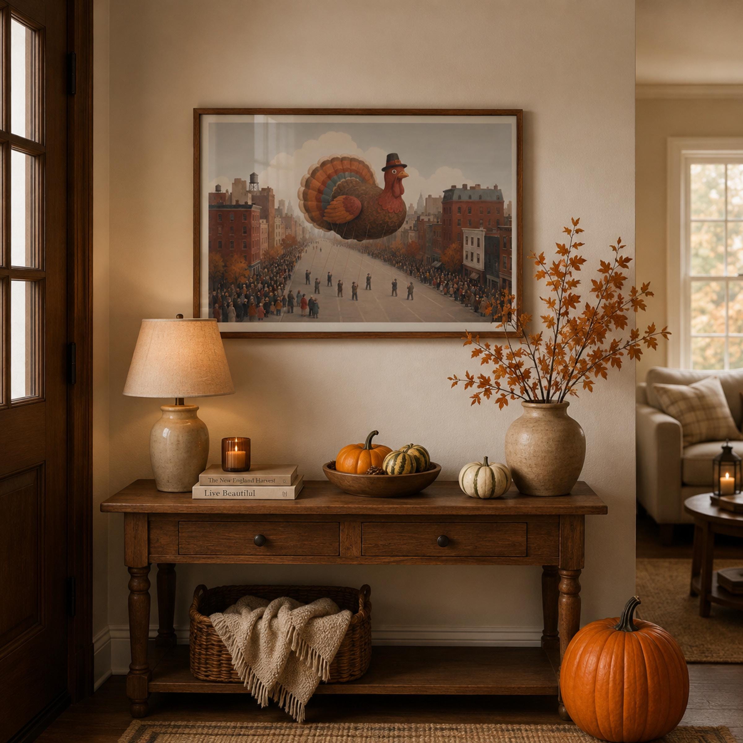 Thanksgiving Turkey Balloon Parade Printable Wall Art, Vintage Autumn Digital Download — image 4