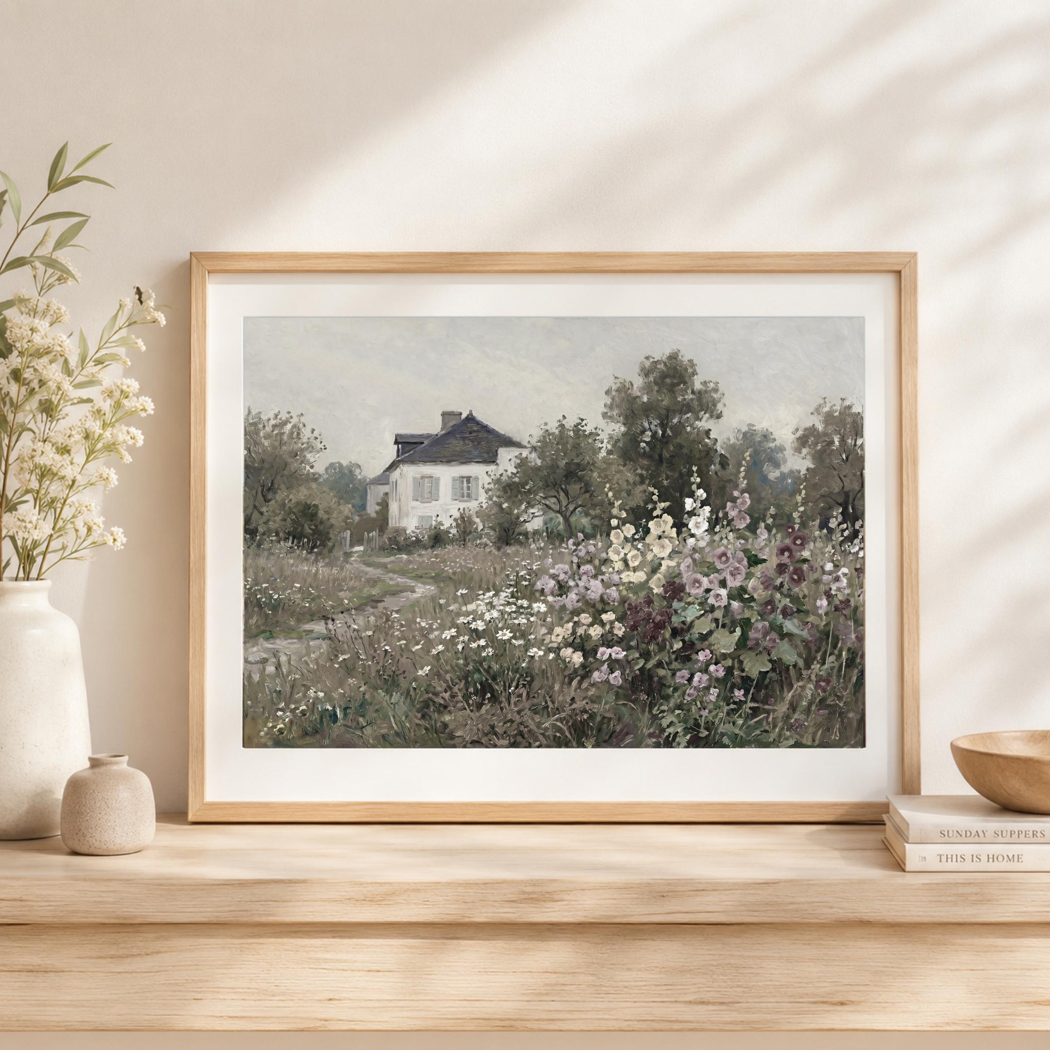 Vintage Cottage Garden Wall Art, Romantic Floral Landscape, French Country Decor Digital Download — image 7