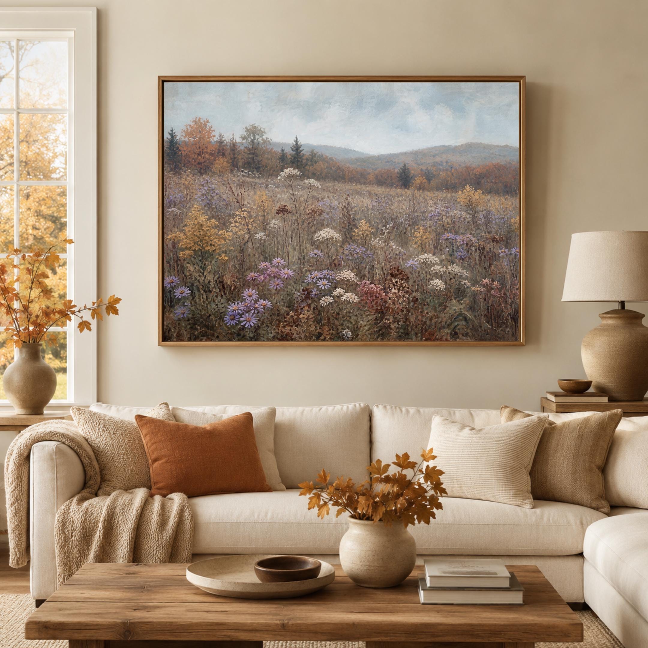 Fall Meadow Wall Art | Wildflower Landscape Print | Vintage Landscape Digital Download — image 5