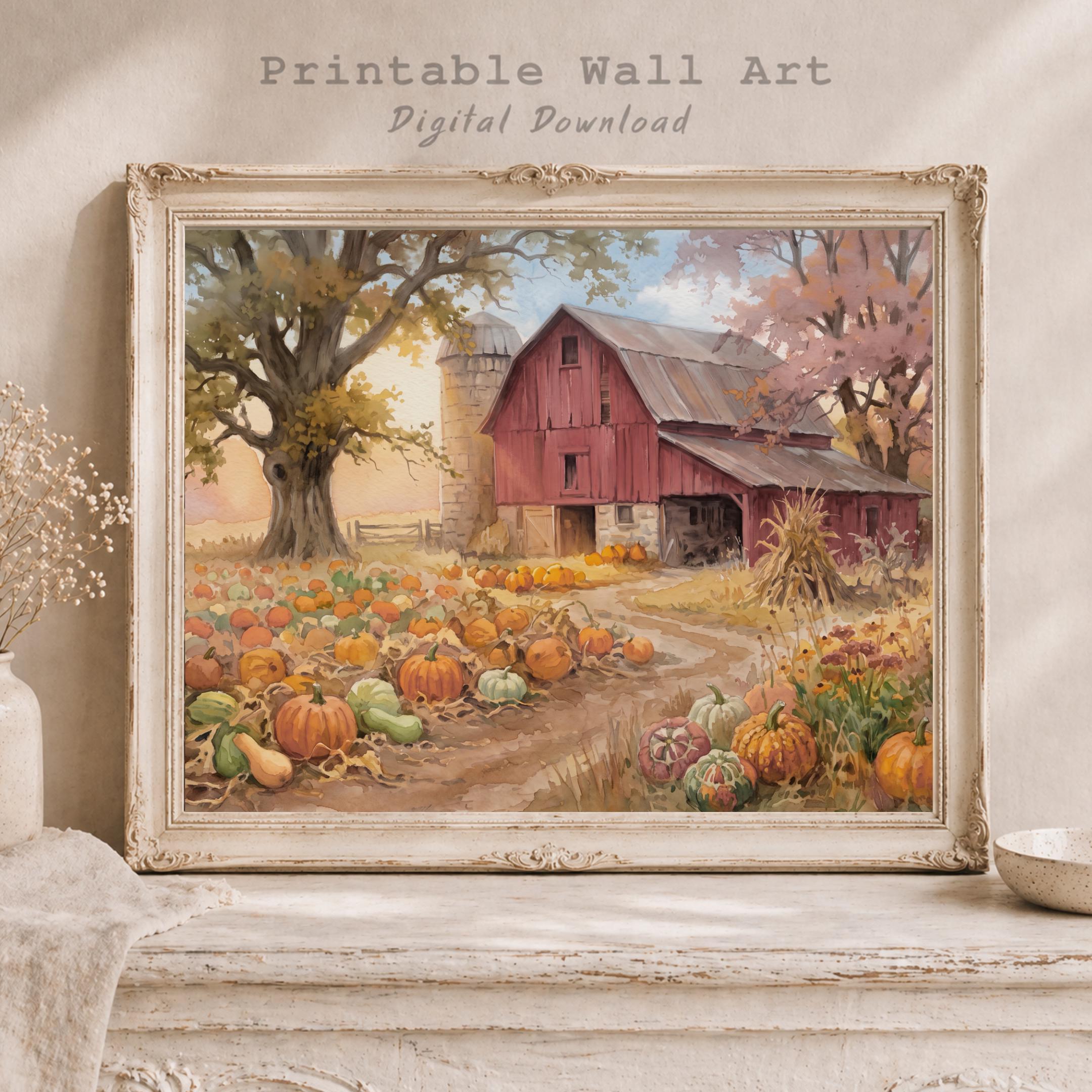 Red Barn Printable Wall Art | Pumpkin Patch Farmhouse Print | Fall Digital Download Decor — image 8