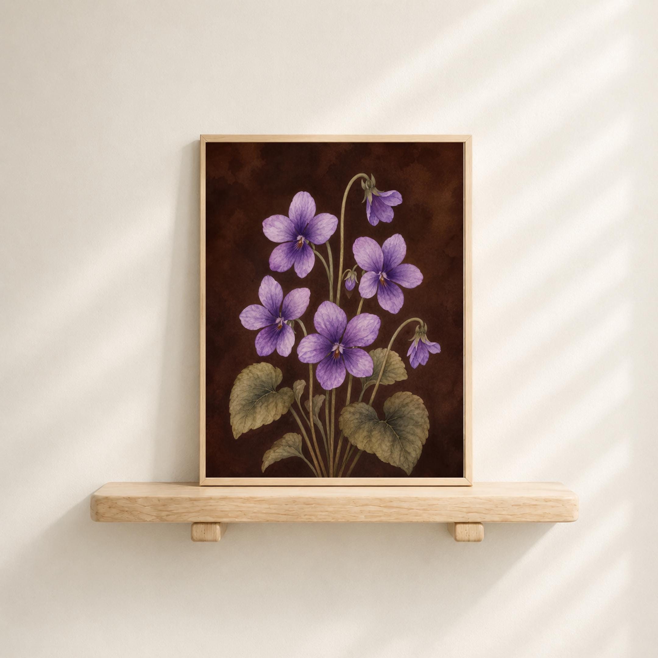 Moody February Birth Flower Print | Violet Wall Art | Vintage Botanical Digital Download — image 8