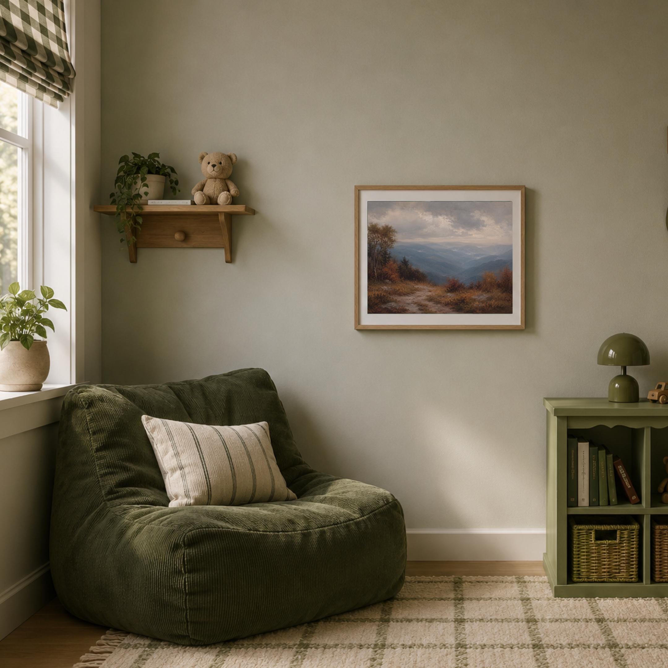 Fall Mountain Wall Art | Blue Ridge Inspired Landscape Print | Moody Vintage Nature Digital Download — image 5