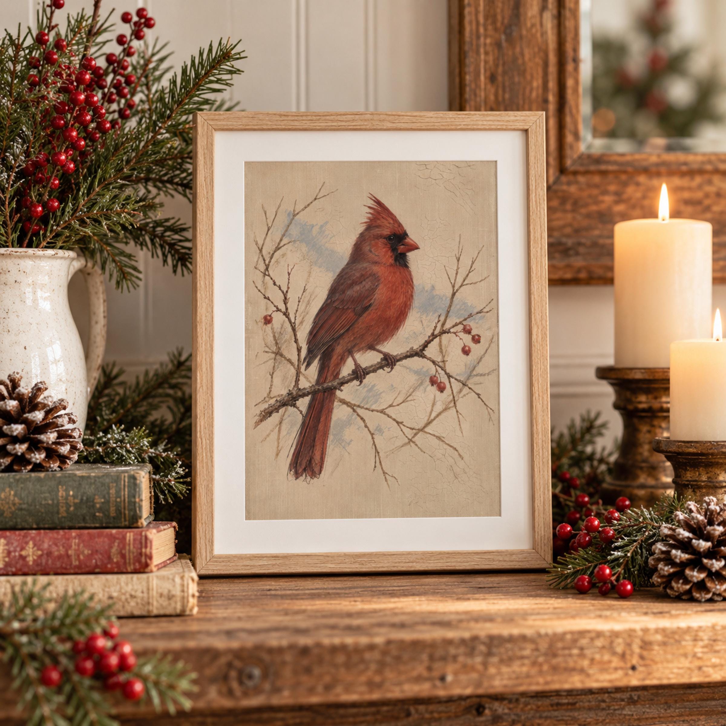 Red Cardinal on a Winter Branch — image 5