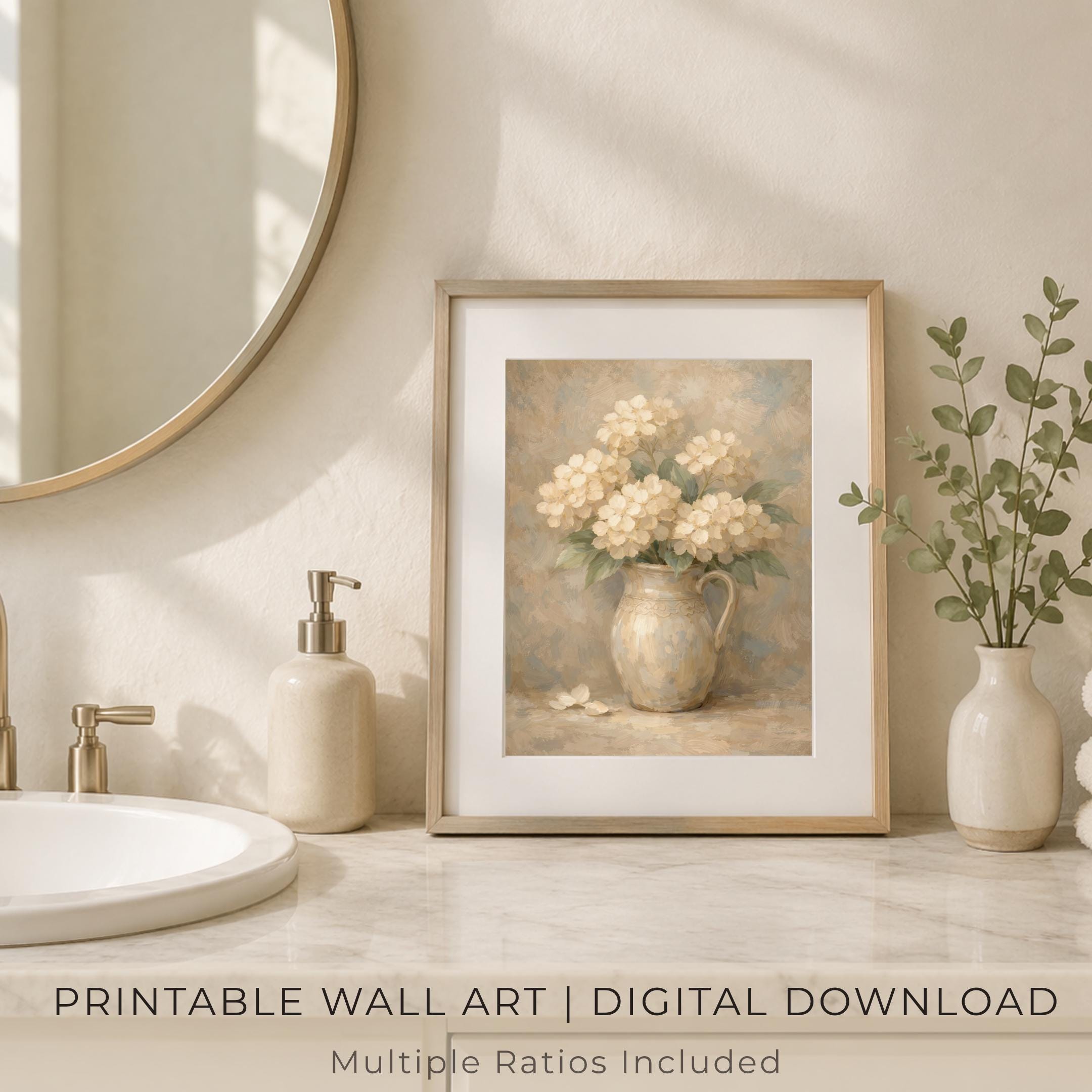 Vintage Hydrangea Wall Art Printable |  Flower in Jug | Farmhouse Floral Decor (Digital Download) — image 7