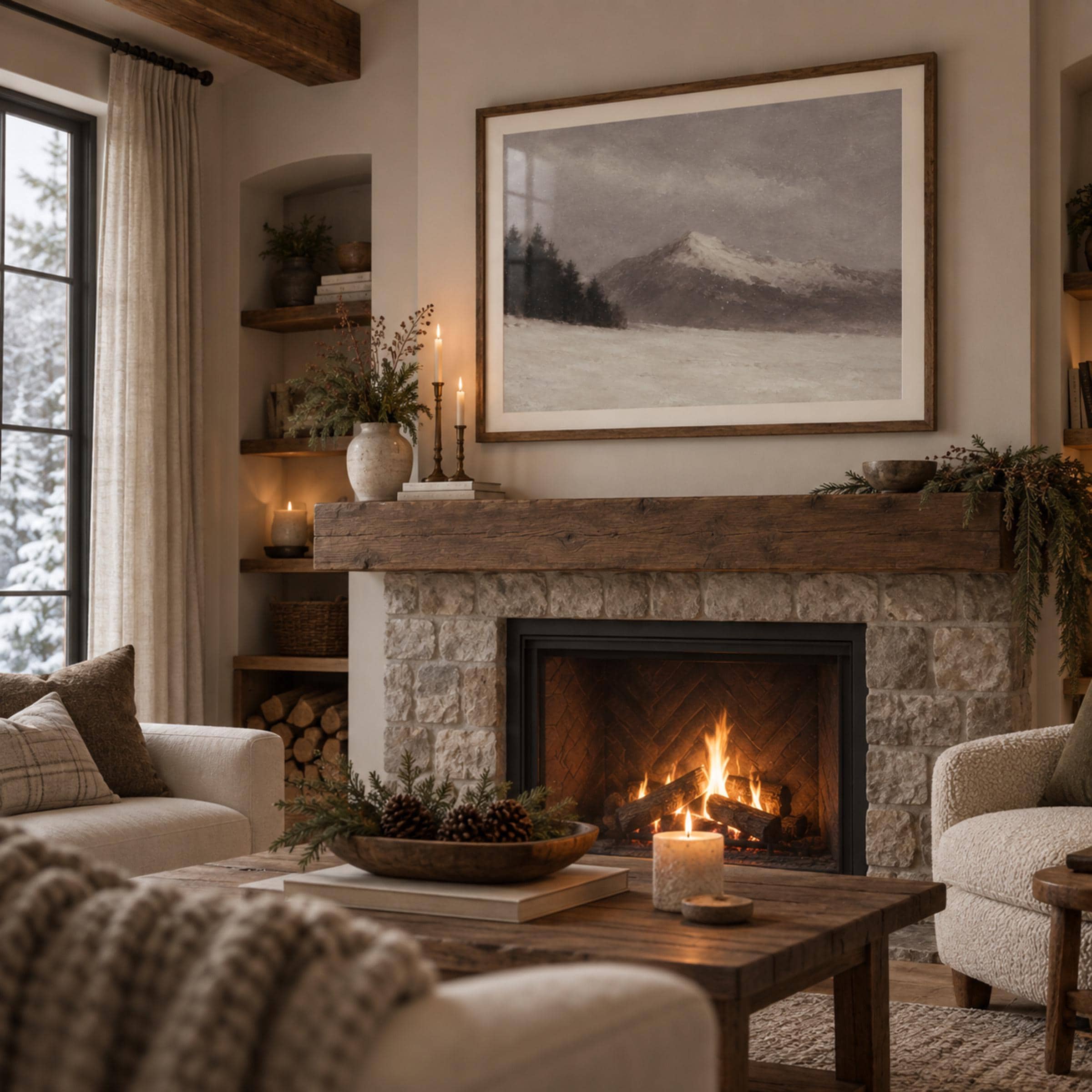 Mountain Peak beneath a Gray Winter Sky — image 3