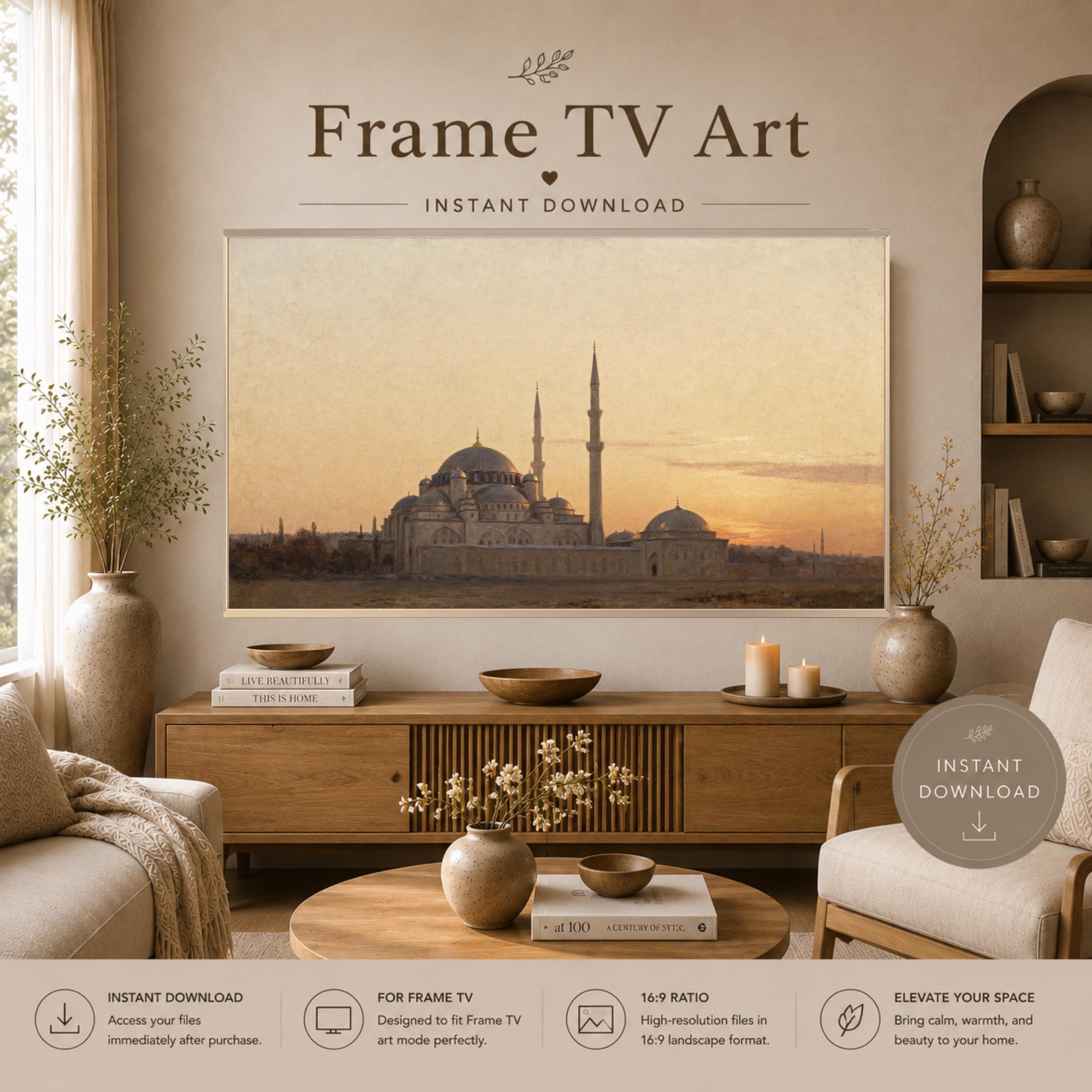 Mosque Sunset Frame TV Art | Islamic Architectural Landscape (Digital Download) — image 2