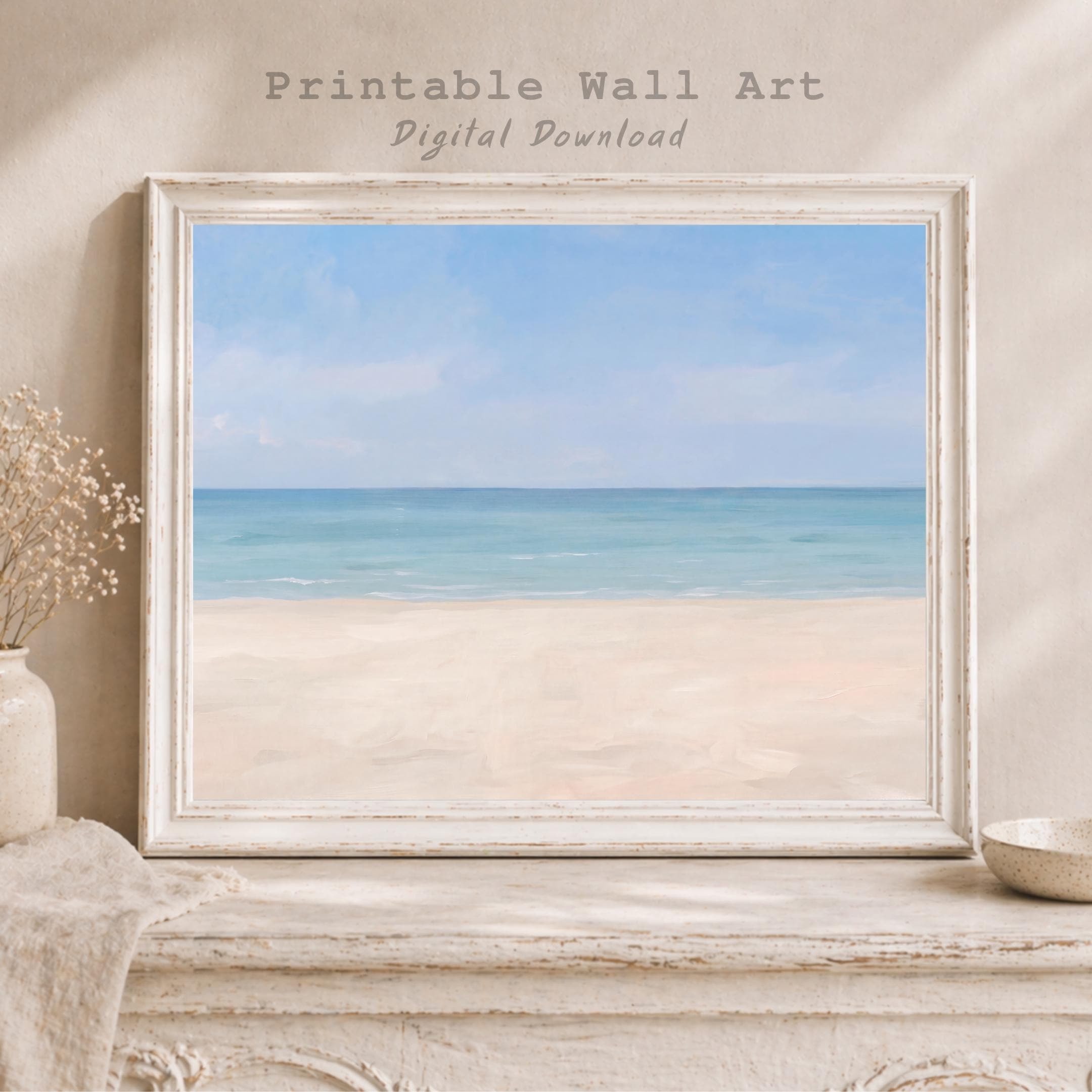 Minimal Coastal Summer Wall Art, Ocean Beach Landscape Print, Neutral Summer Decor (Digital Download) — image 10