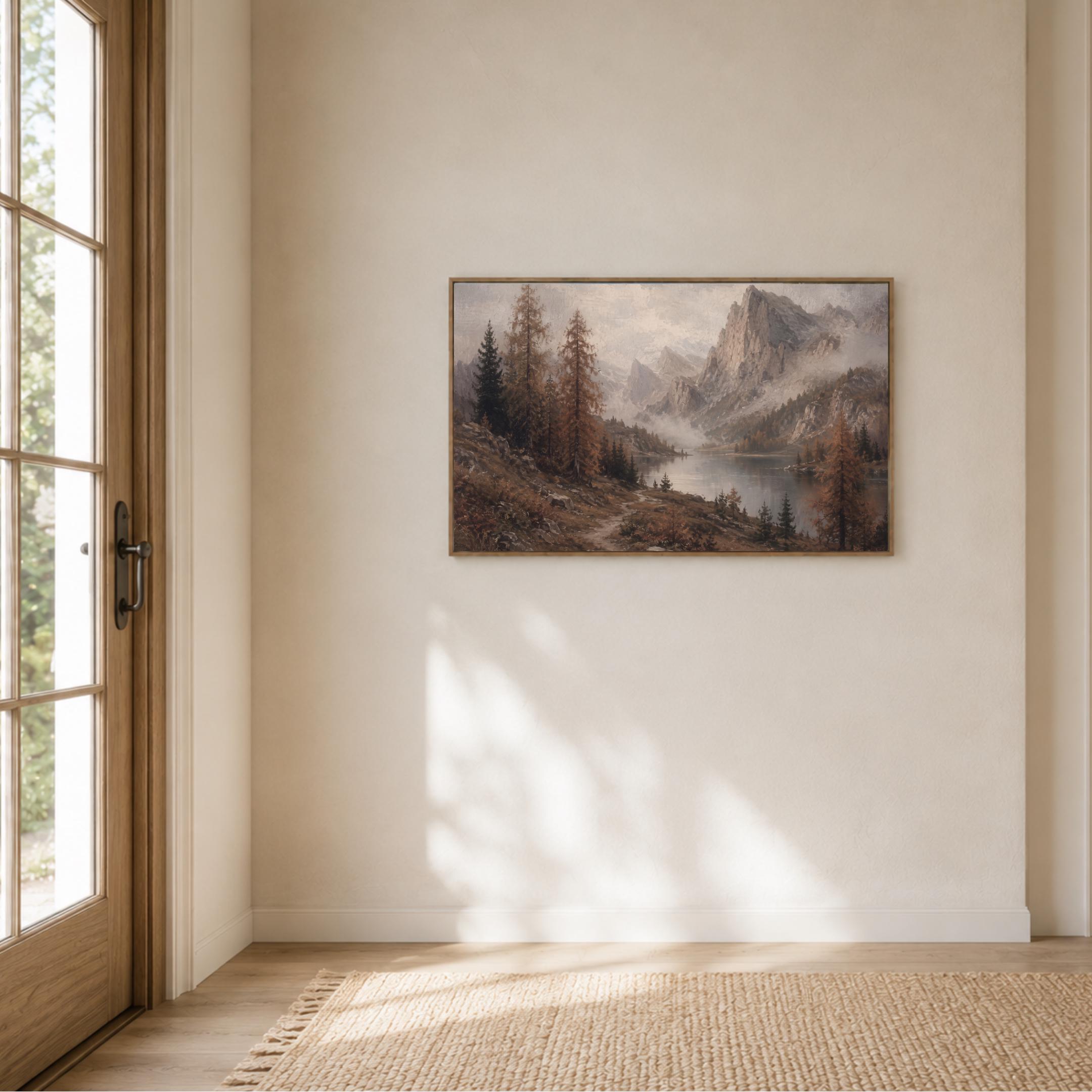 Mountain Lake Wall Art | Moody Alpine Landscape Print | Vintage Fall Nature Printable Digital Download — image 7