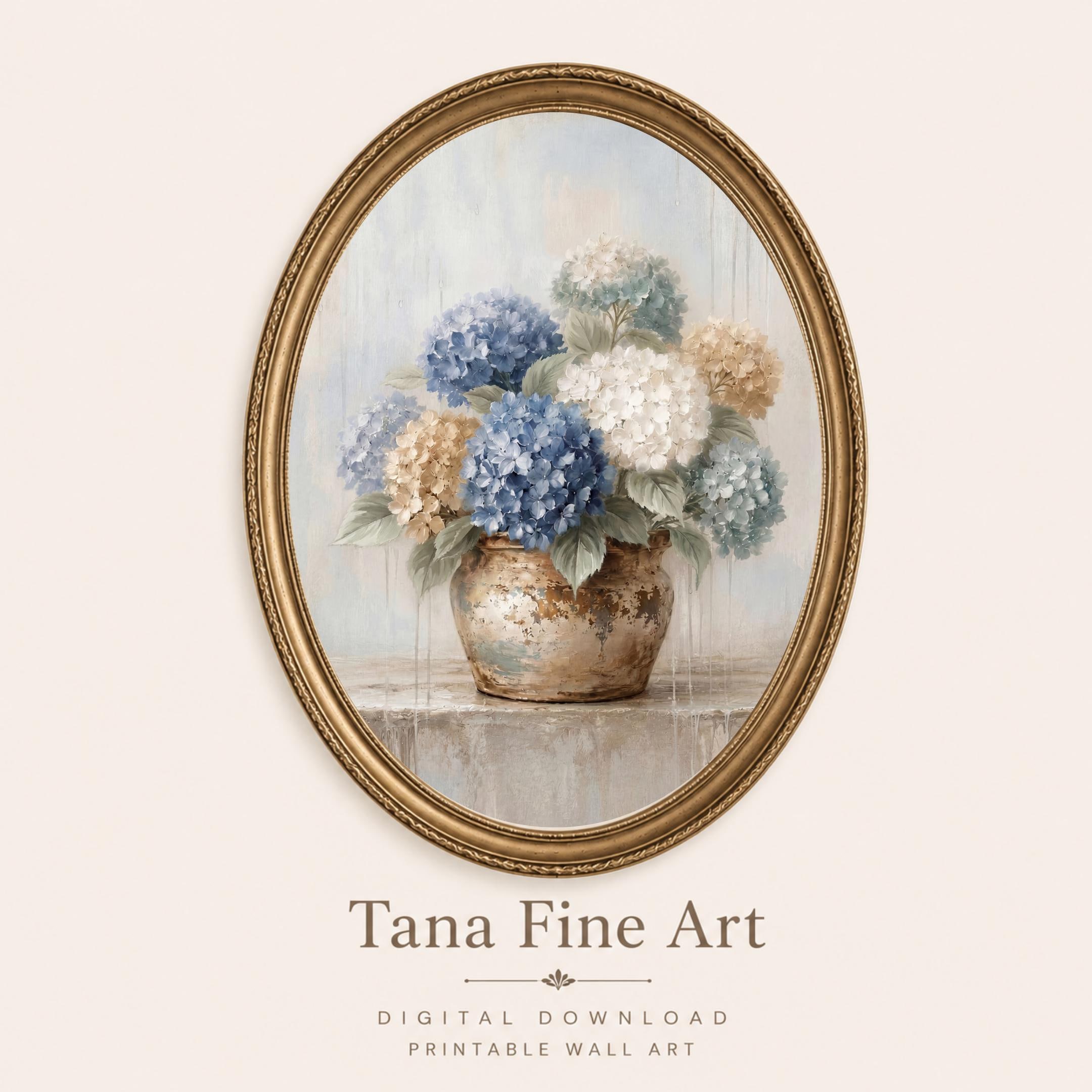 Vintage Hydrangea Printable Wall Art, Blue Floral Still Life, Cottage Kitchen Decor Digital Download — image 2