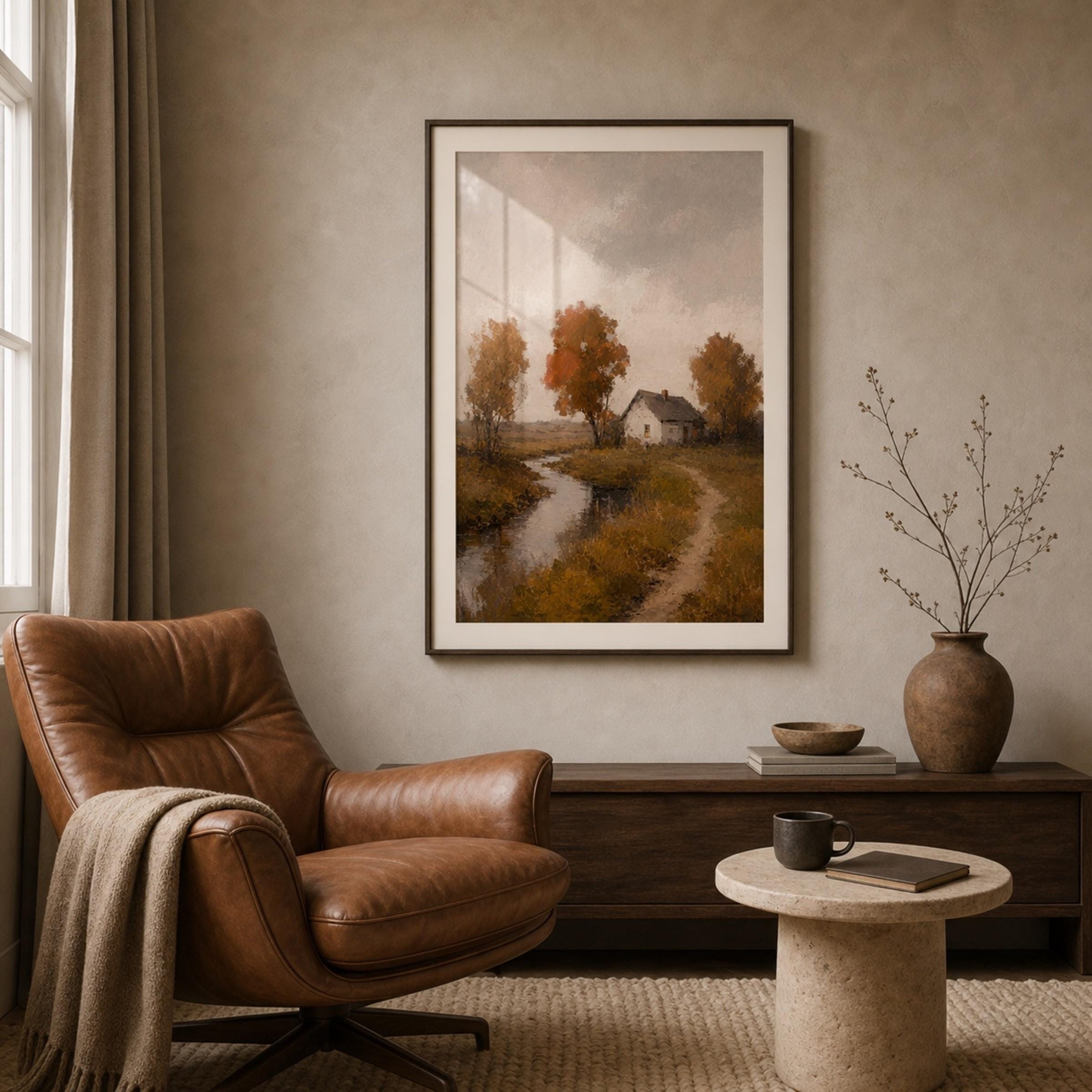 Farmhouse Creek Printable Wall Art, Autumn Countryside Rustic Cottage Digital Download — image 2