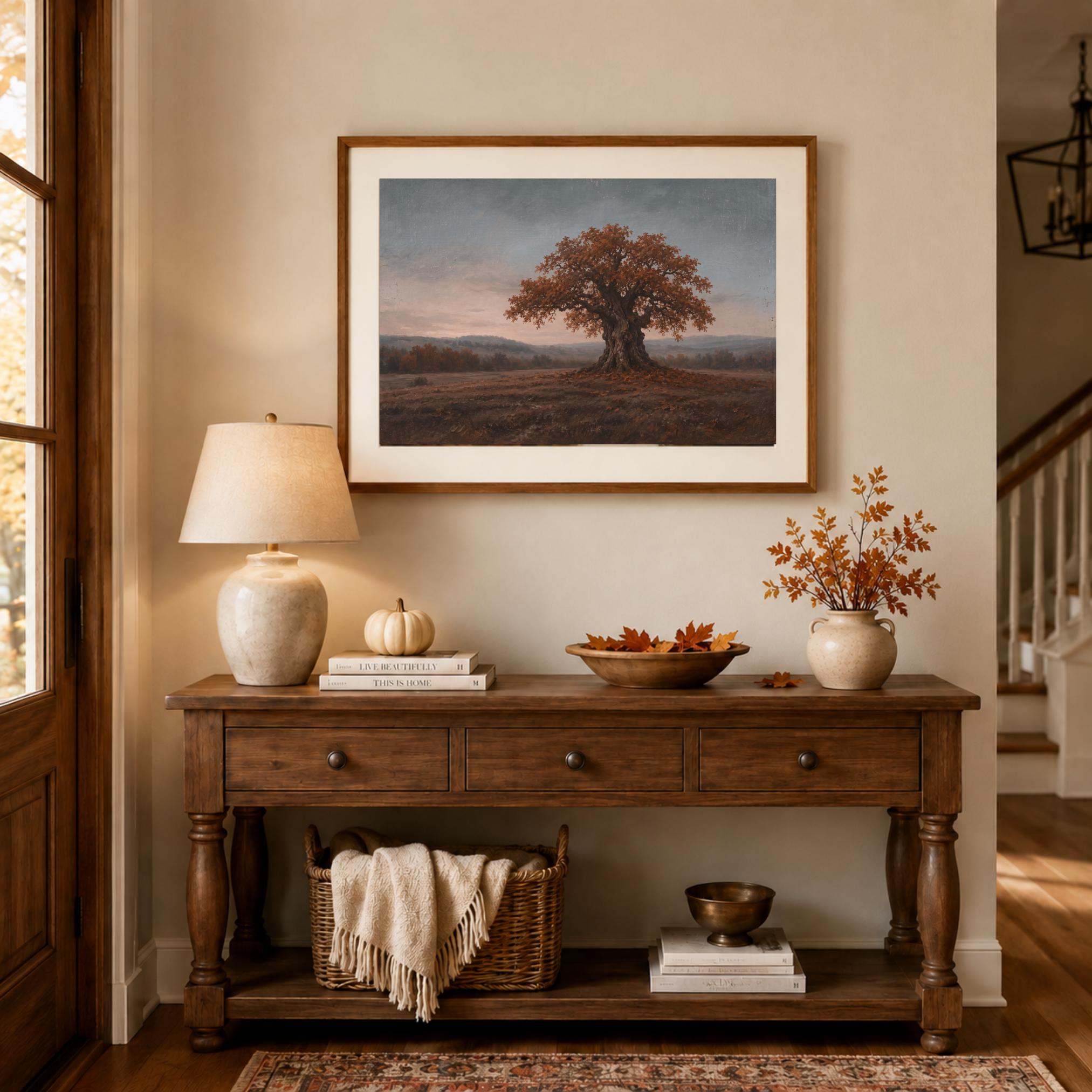 Autumn Oak Tree Printable Wall Art, Moody Fall Landscape, Rustic Farmhouse Decor Digital Download — image 6