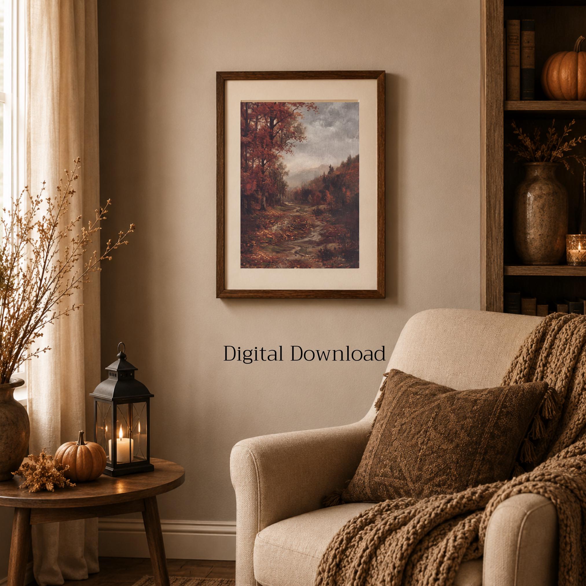Autumn Forest Path Printable Wall Art, Moody Fall Landscape, Cottagecore Decor Digital Download — image 8