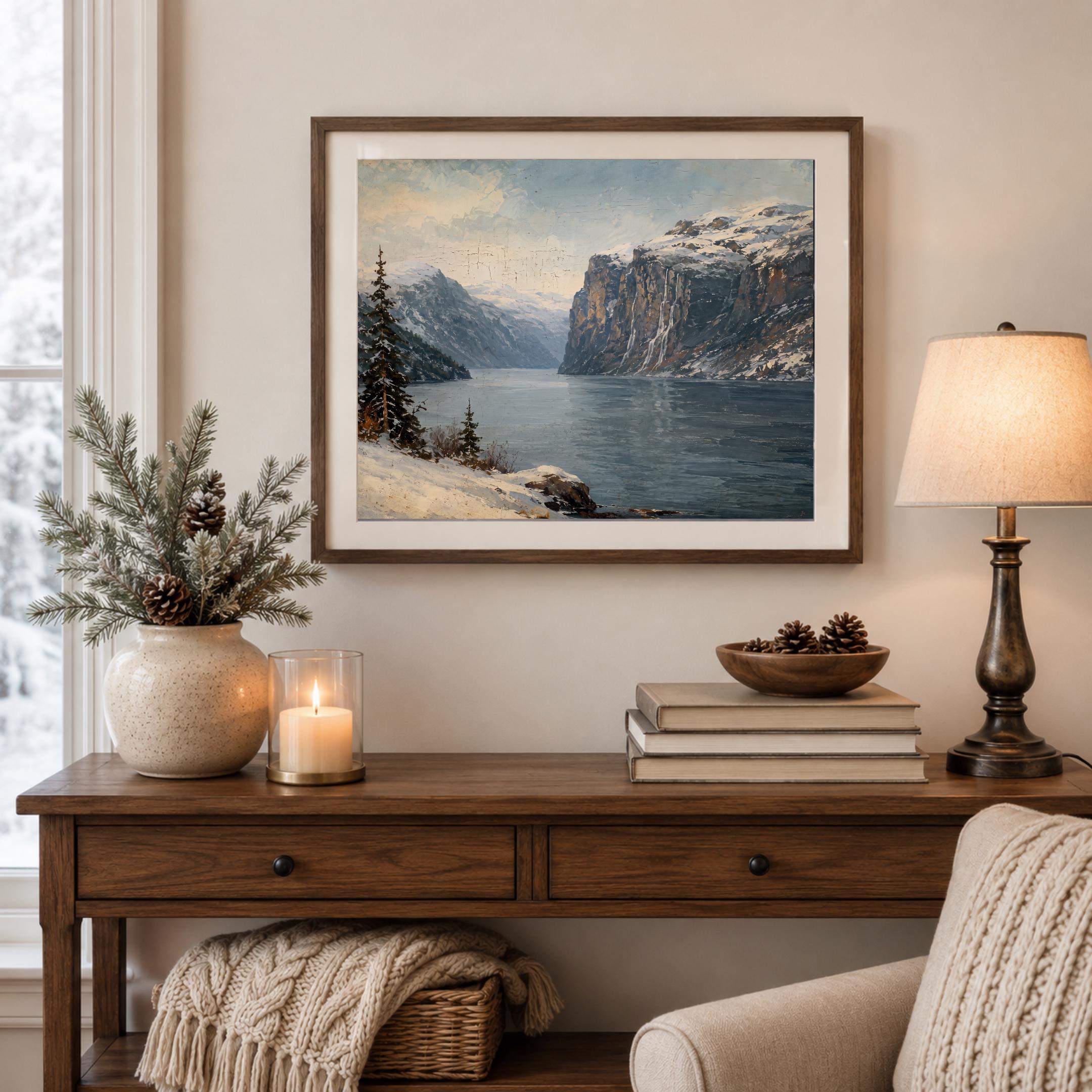 Winter Fjord beneath Snow-Covered Cliffs — image 5
