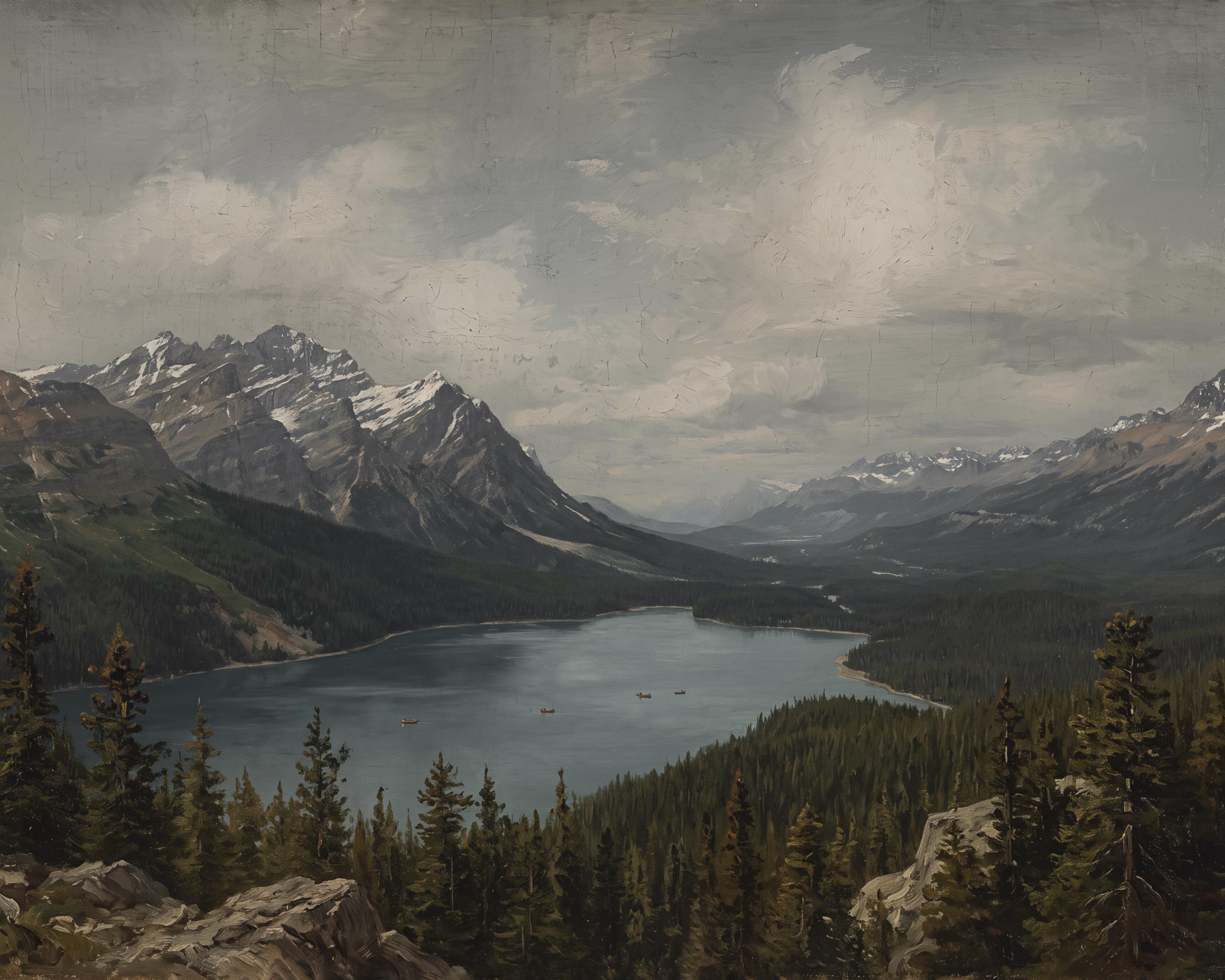 Mountain Lake Wall Art | Rocky Mountain Landscape Print | Vintage Nature Printable Digital Download — image 2