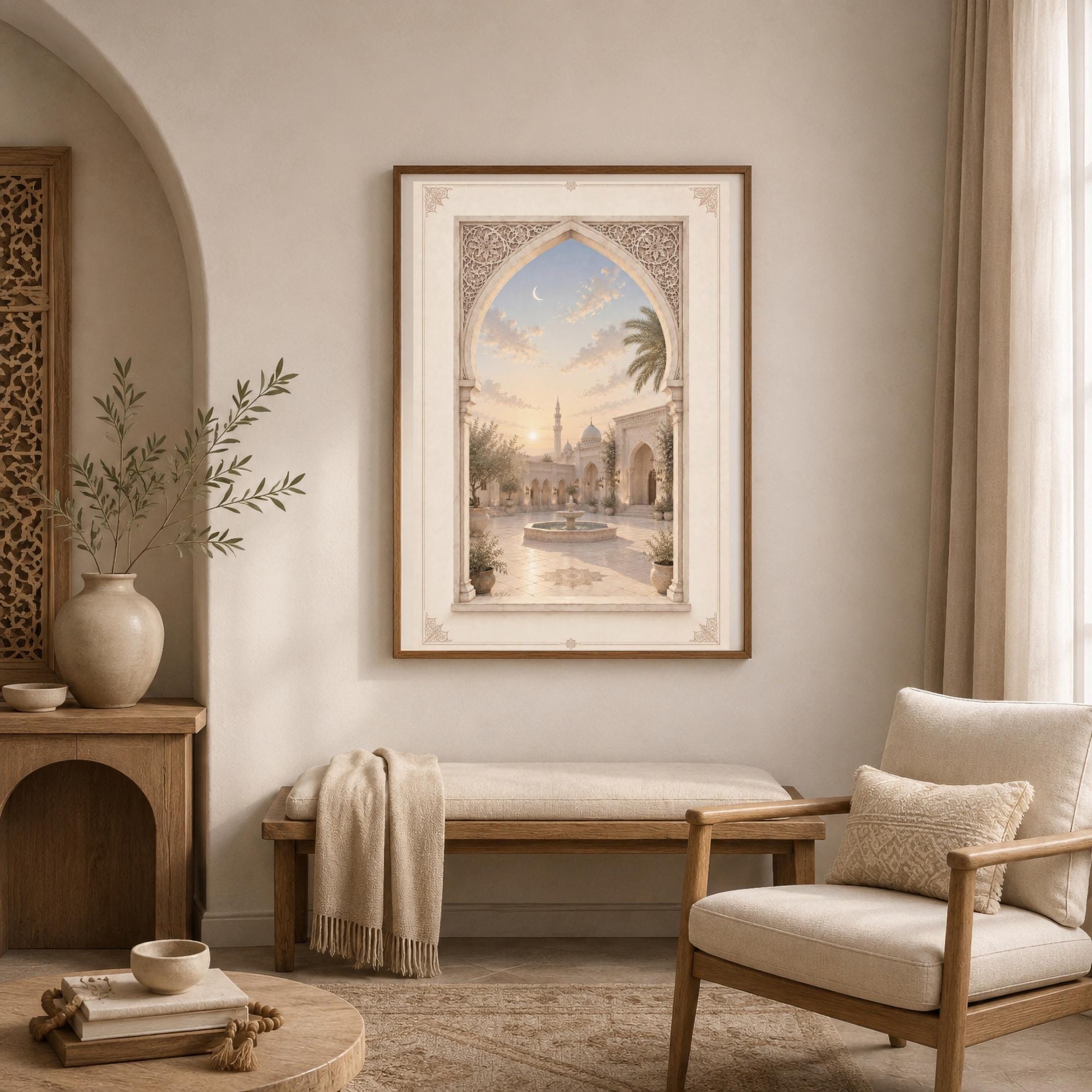Crescent over the Courtyard — Islamic Arch Art — image 2